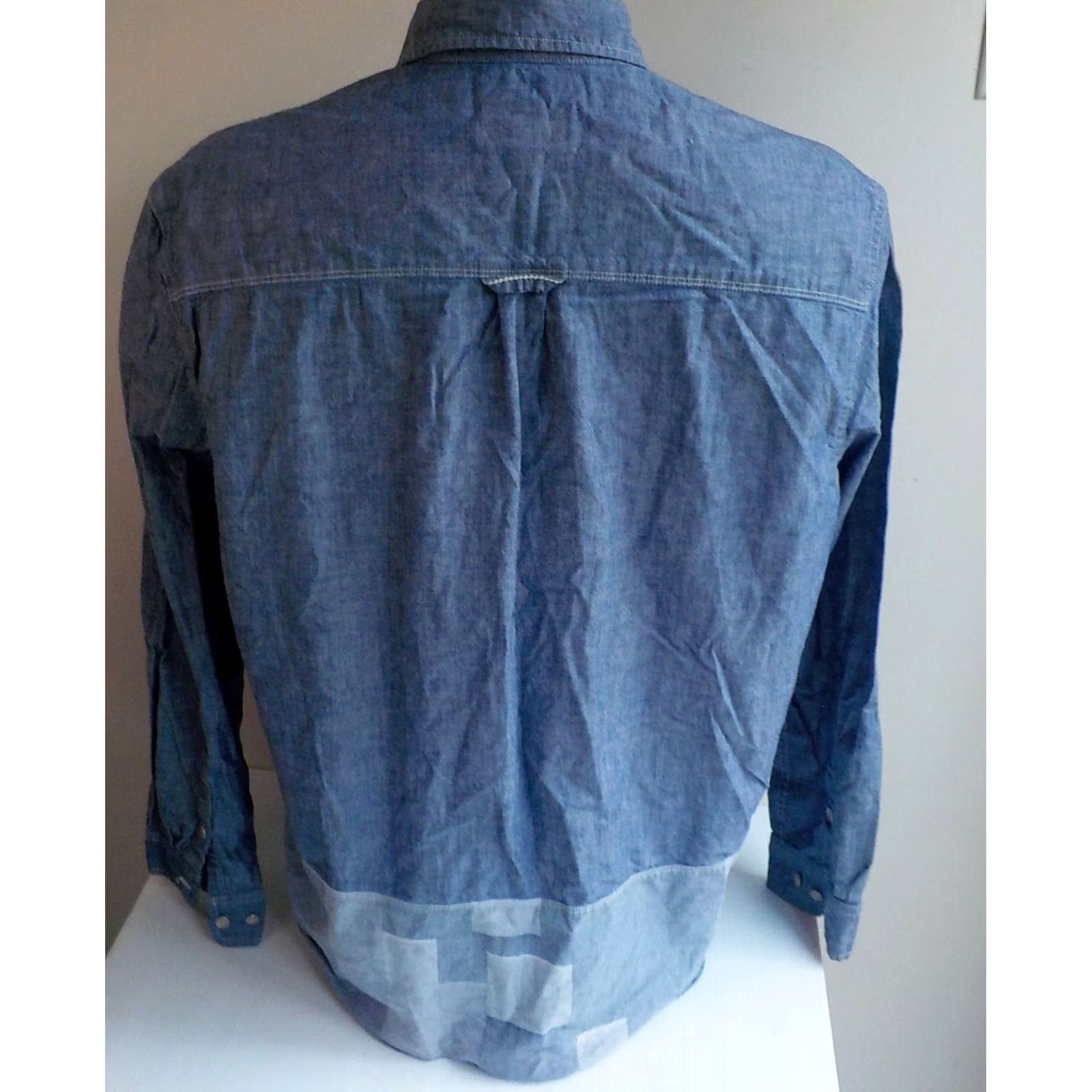 True Religion TRUE RELIGION Chambrays Shirt XL Slim Button-Up Patchwork Blues Cotton Size US XL / EU 56 / 4 - 5 Thumbnail