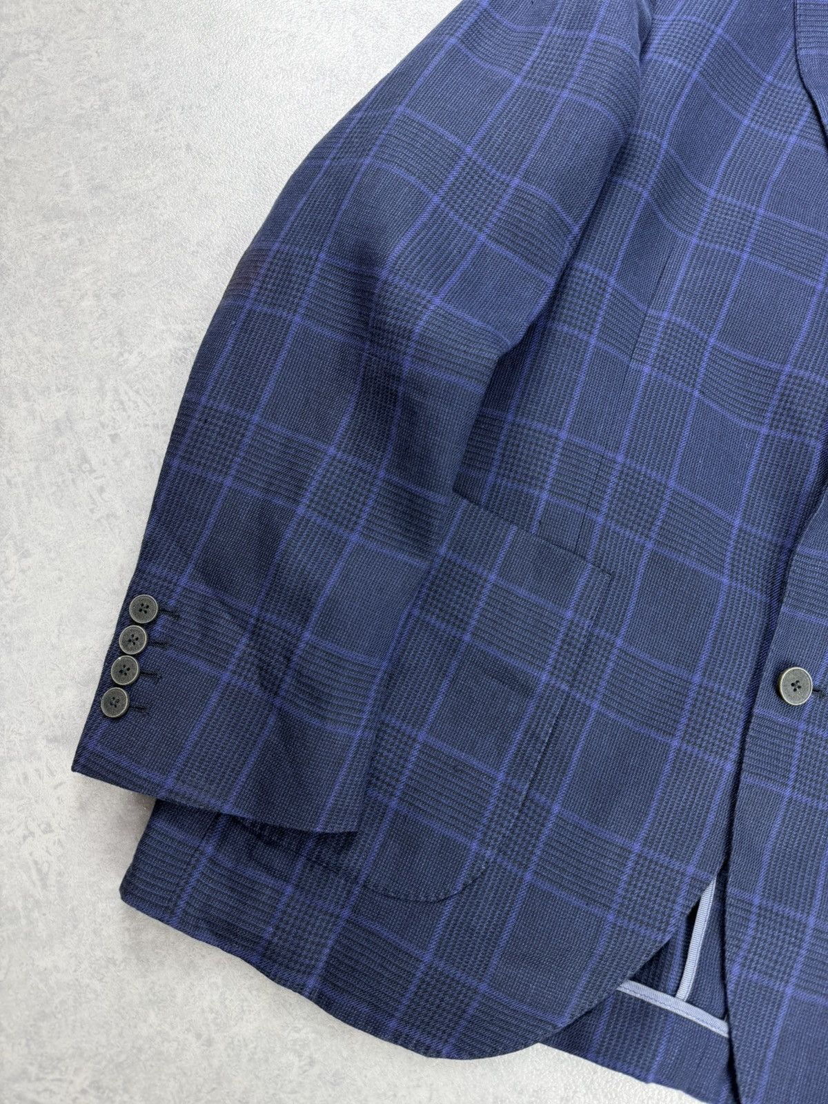 Hackett Hackett London Navy Linen Blazer Blue Check 42R 52R Size 42R - 3 Thumbnail