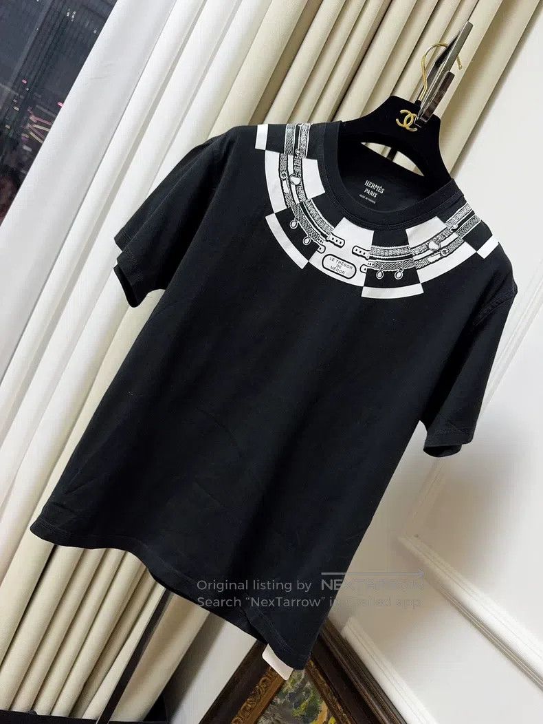 Hermes Hermes Black Collar Printed Pattern Short-Sleeve Size XS / US 0-2 / IT 36-38 - 1 Thumbnail