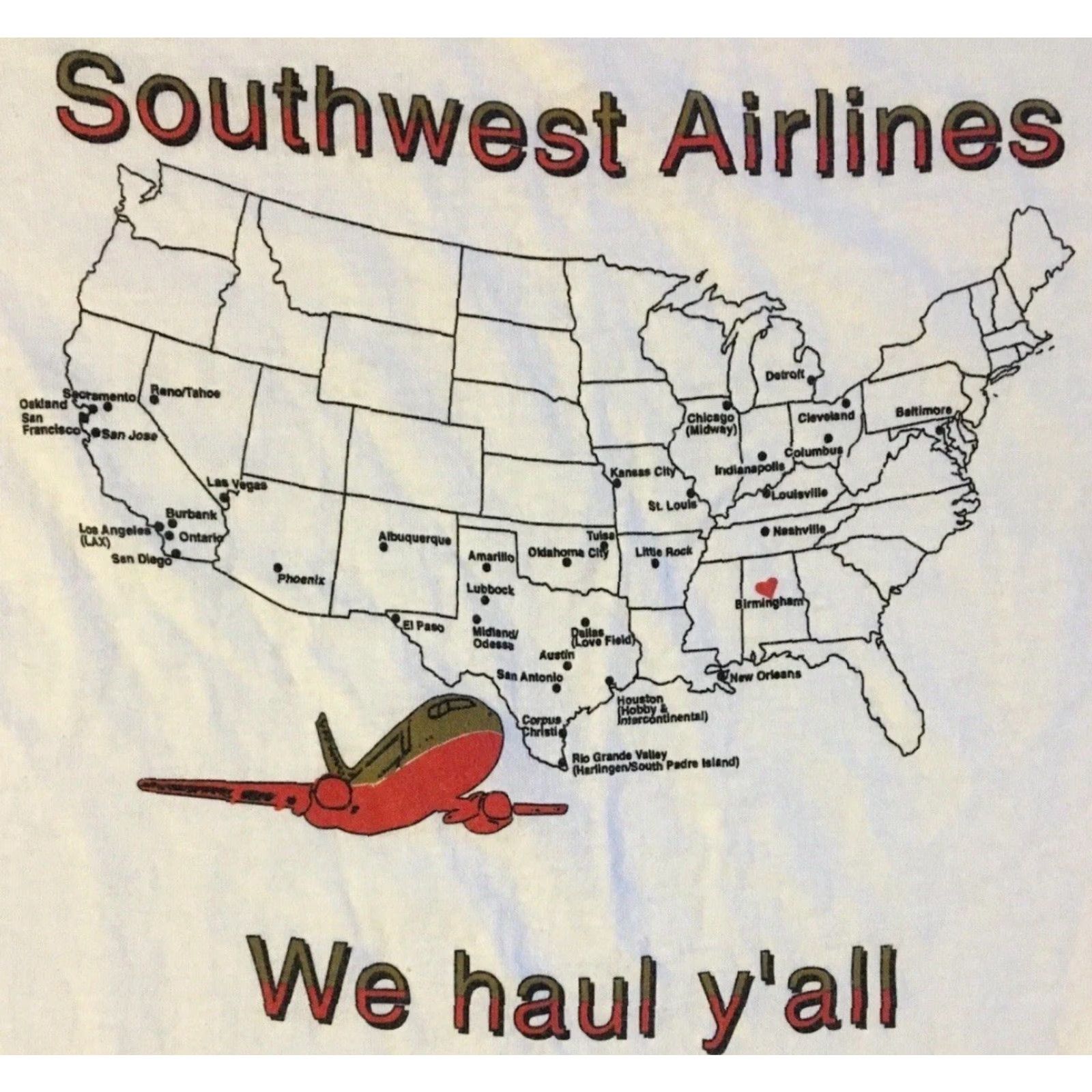 Vintage VINTAGE Southwest Airlines We Haul Y’all Faded Shirt XL White Graphic Tee Men 90s 80s USP Plane Pilot Flying Humor Funny USA Western Grunge Retro Size US XL / EU 56 / 4 - 2 Thumbnail