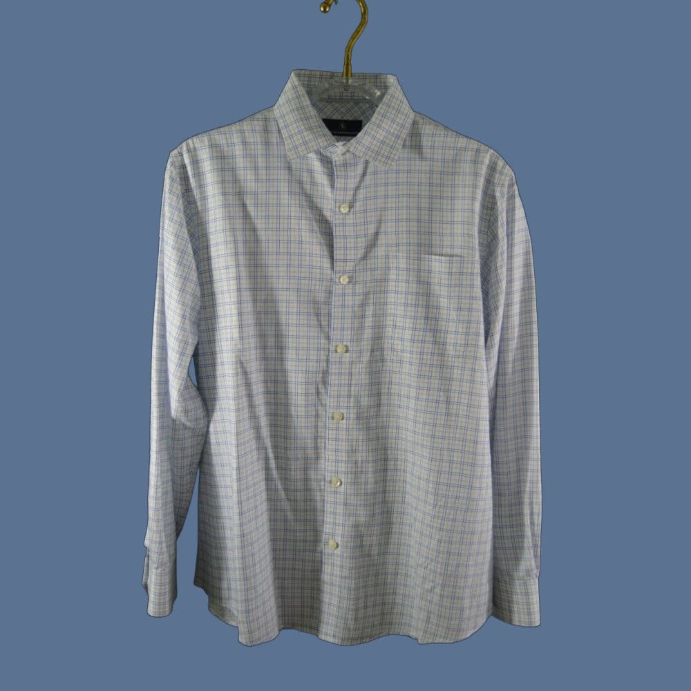 Hart Schaffner Marx Hart Schaffner Marx Men's Button-Down Shirt SZ L White Plaid Shirt Button-Up Button-Front Long Sleeve 100% Cotton Mens Size US L / EU 52-54 / 3 - 1 Thumbnail