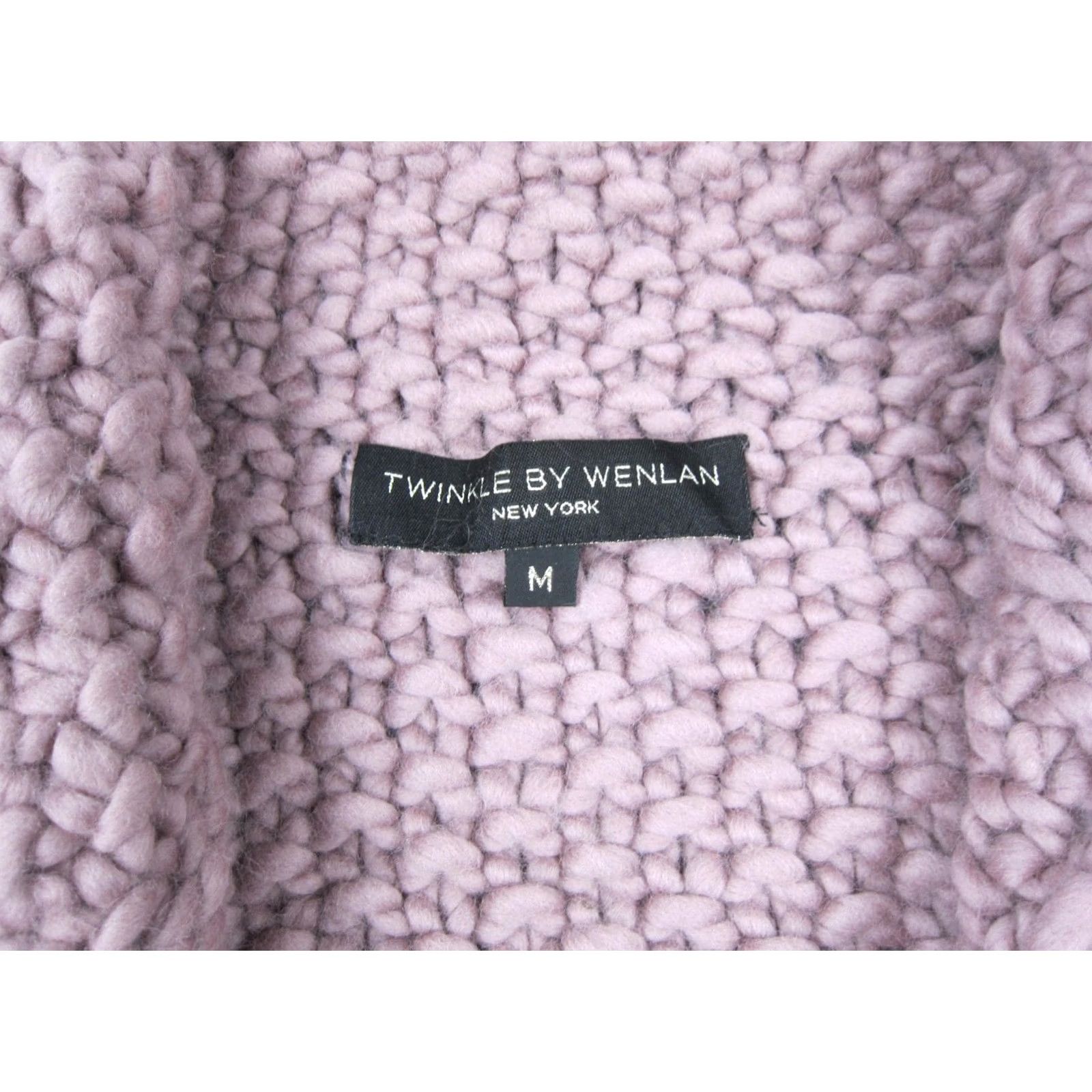 Vintage Twinkle by Wenlan Cardigan Womens Medium Pink Wool Chunky Knit Crop Open Size M / US 6-8 / IT 42-44 - 6 Thumbnail