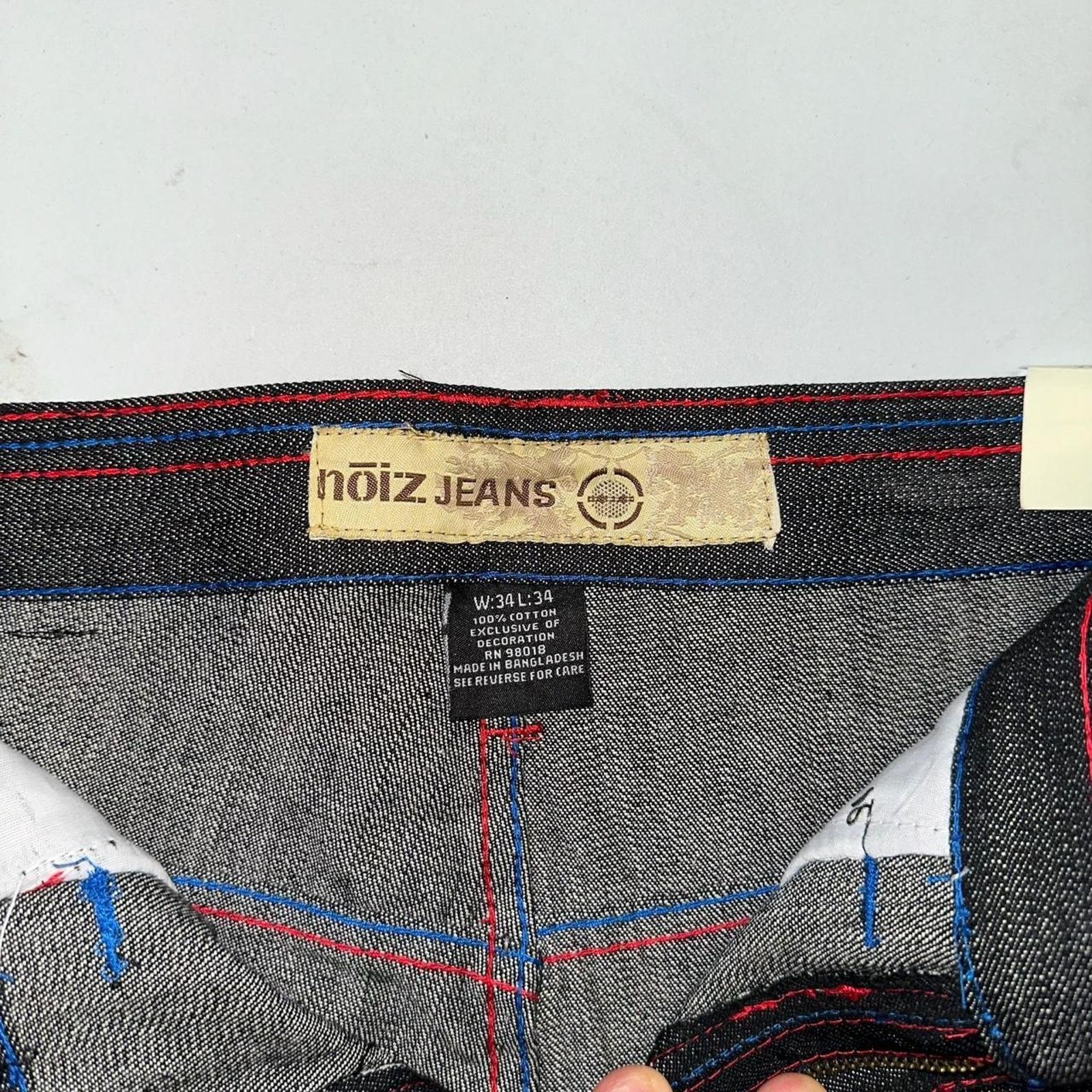 Vintage Vintage baggy y2k noiz black raw denim embroidered design Size US 34 / EU 50 - 4 Thumbnail