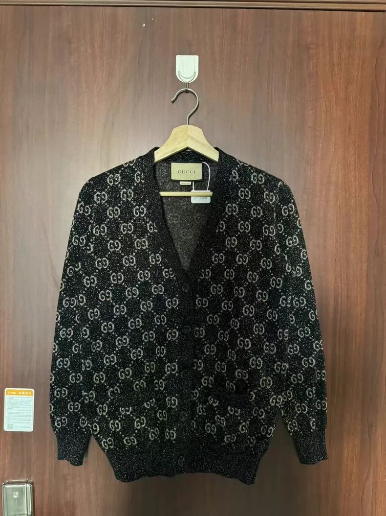 Gucci Gucci Black and silver GG full-printed logo cardigan jacket Size US S / EU 44-46 / 1 - 1 Thumbnail