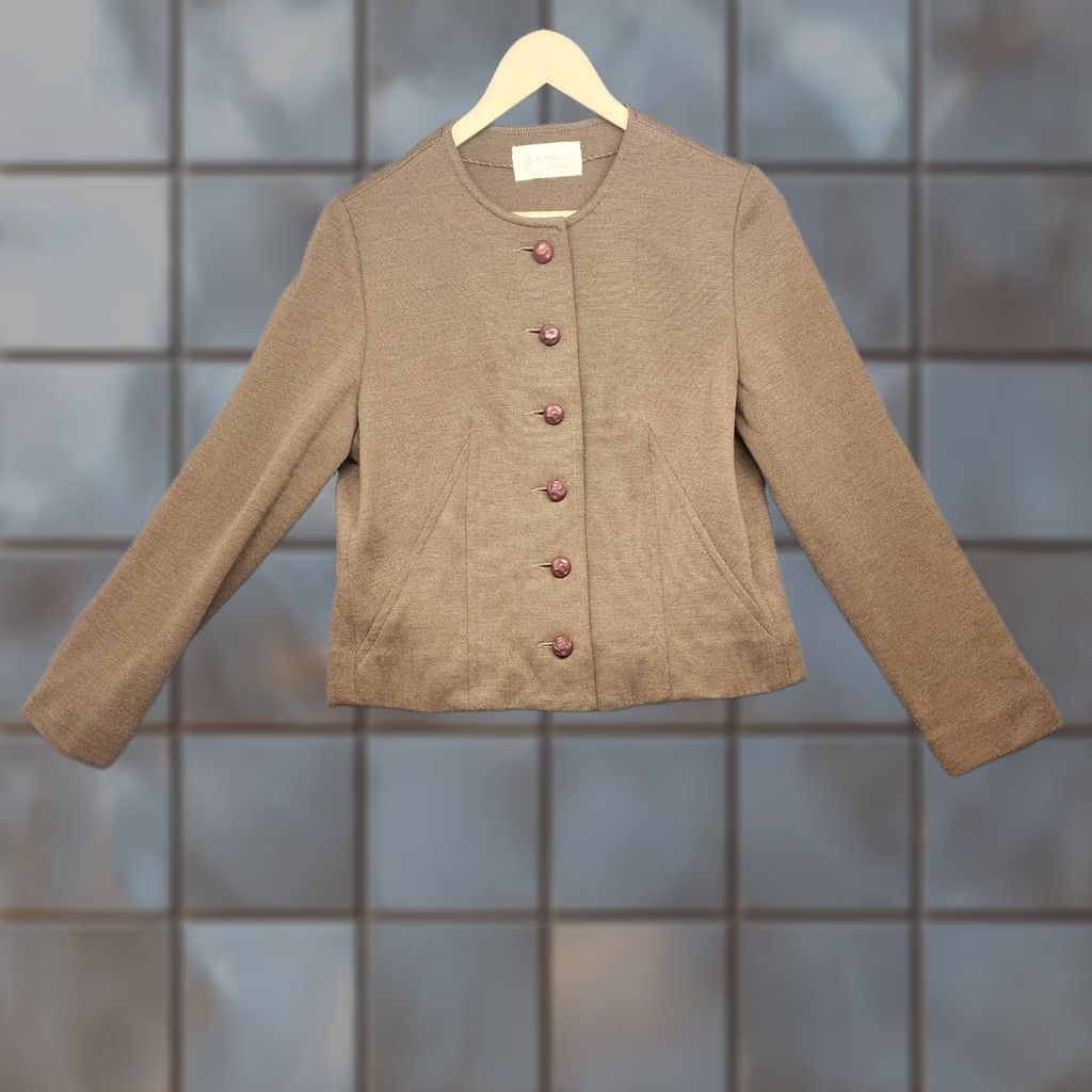 Vintage VINTAGE Kimberly Dress and Jacket Set Brown 100% Wool Union Made Classic Secretary/Geek Dress Suit M US Womens) Size M / US 6-8 / IT 42-44 - 1 Thumbnail