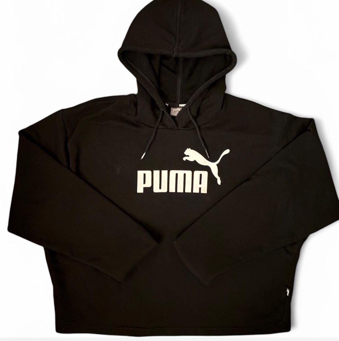 Puma Black Puma Hoodie with White Logo Size L / US 10 / IT 46 - 1 Thumbnail