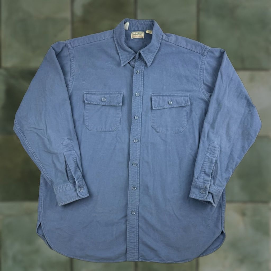 Vintage VINTAGE L.L. Bean Shirt Adult XLT Blue Chamois Flannel Button-Up 90s Outdoors USA Mens Size US XL / EU 56 / 4 - 1 Thumbnail