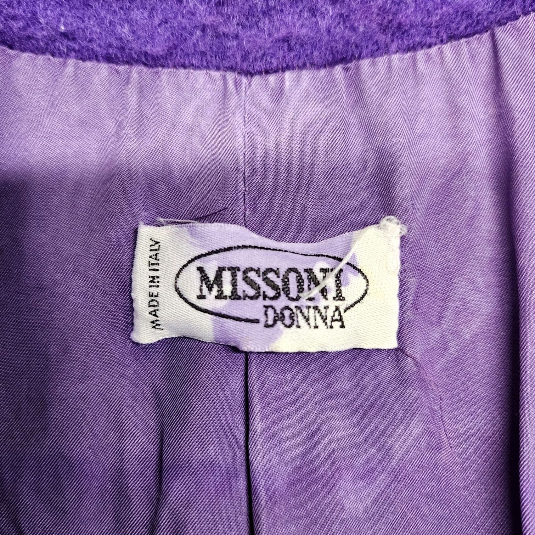 Missoni VINTAGE Missoni Donna Womens Coat Overcoat Long Purple Wool Mohair Blend Italy PROJECT Ladies Womens Middle Length 2000s Size M / US 6-8 / IT 42-44 - 4 Thumbnail