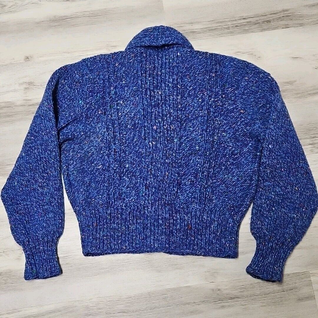 Vintage Vtg Ravelry Wool Sweater Womens M/L Purple Blue Fleck Chunky Size M / US 6-8 / IT 42-44 - 6 Thumbnail