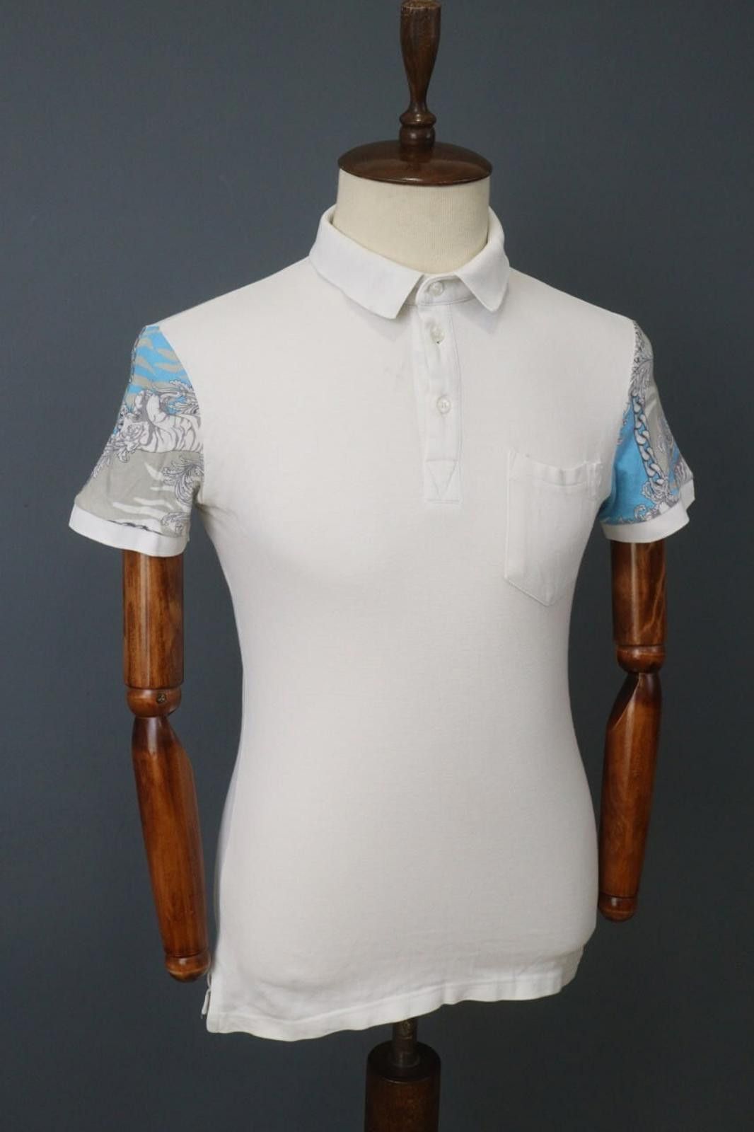 Versace Versace White Cotton Collar Chest Popover Polo Shirt Size 10 Size US M / EU 48-50 / 2 - 7 Thumbnail