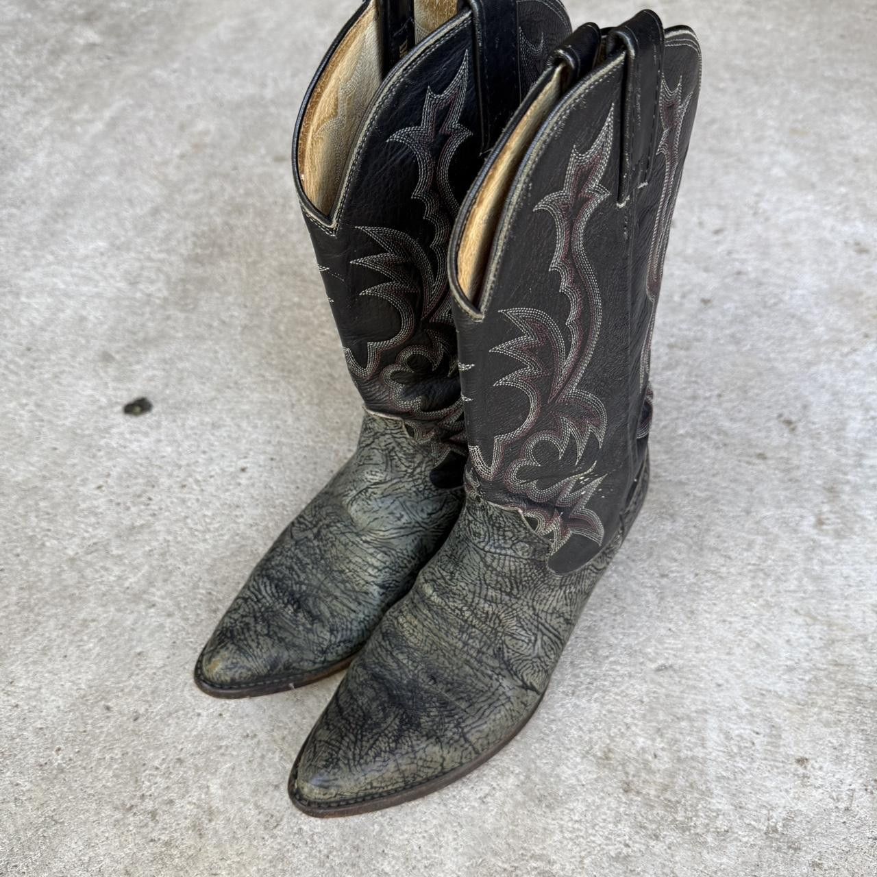 Dan Post Vintage Dan Post Made in USA Black and Grey Leather 