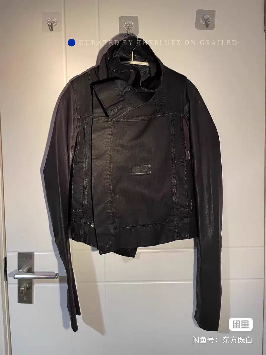 Rick Owens Slim Fit Black Denim and Cowhide Jacket Size US XS / EU 42 / 0 - 1 Thumbnail