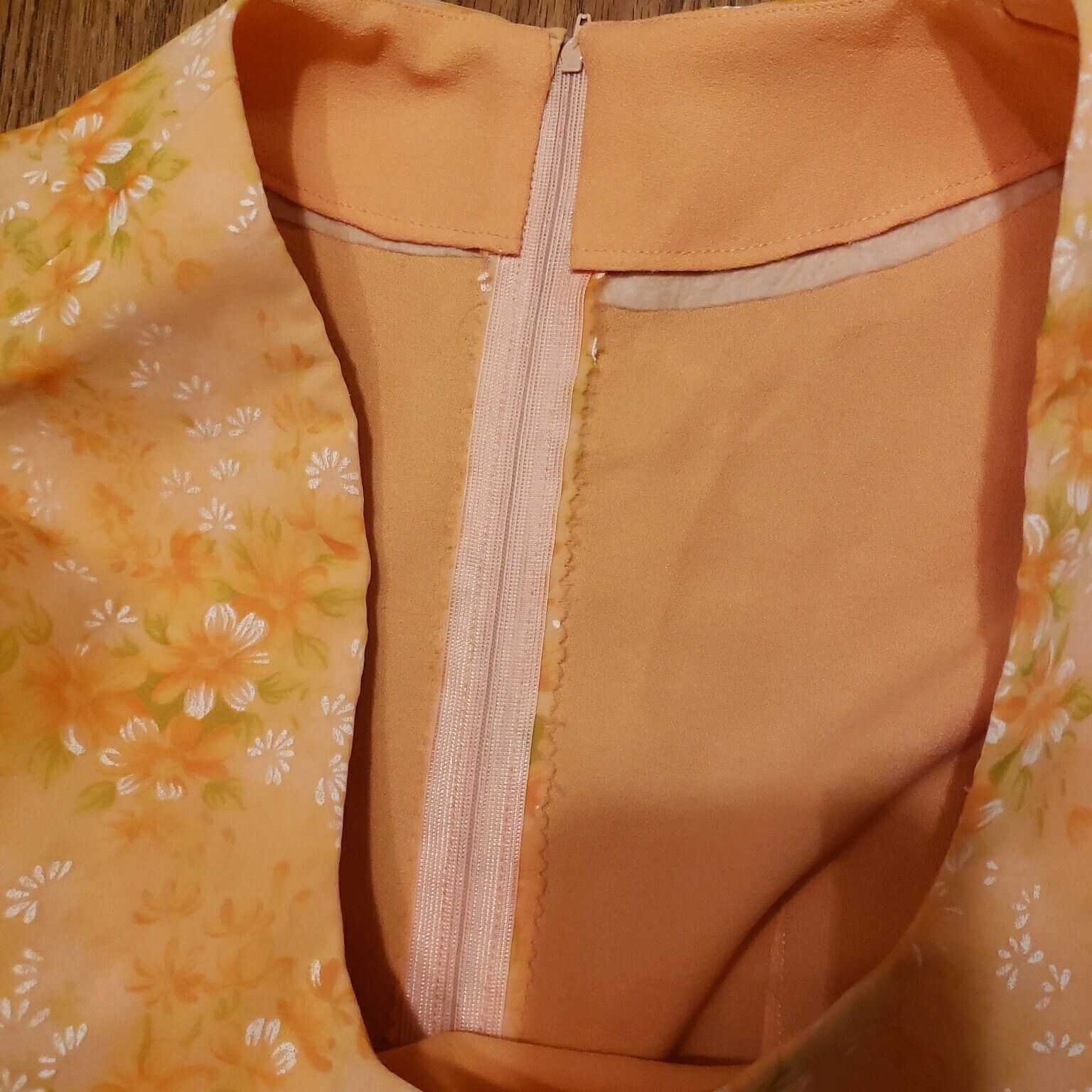 Handmade Vtg Maxi Dress Sz M Orange Floral Chiffon Overlay Empire Pra Size M / US 6-8 / IT 42-44 - 9 Thumbnail