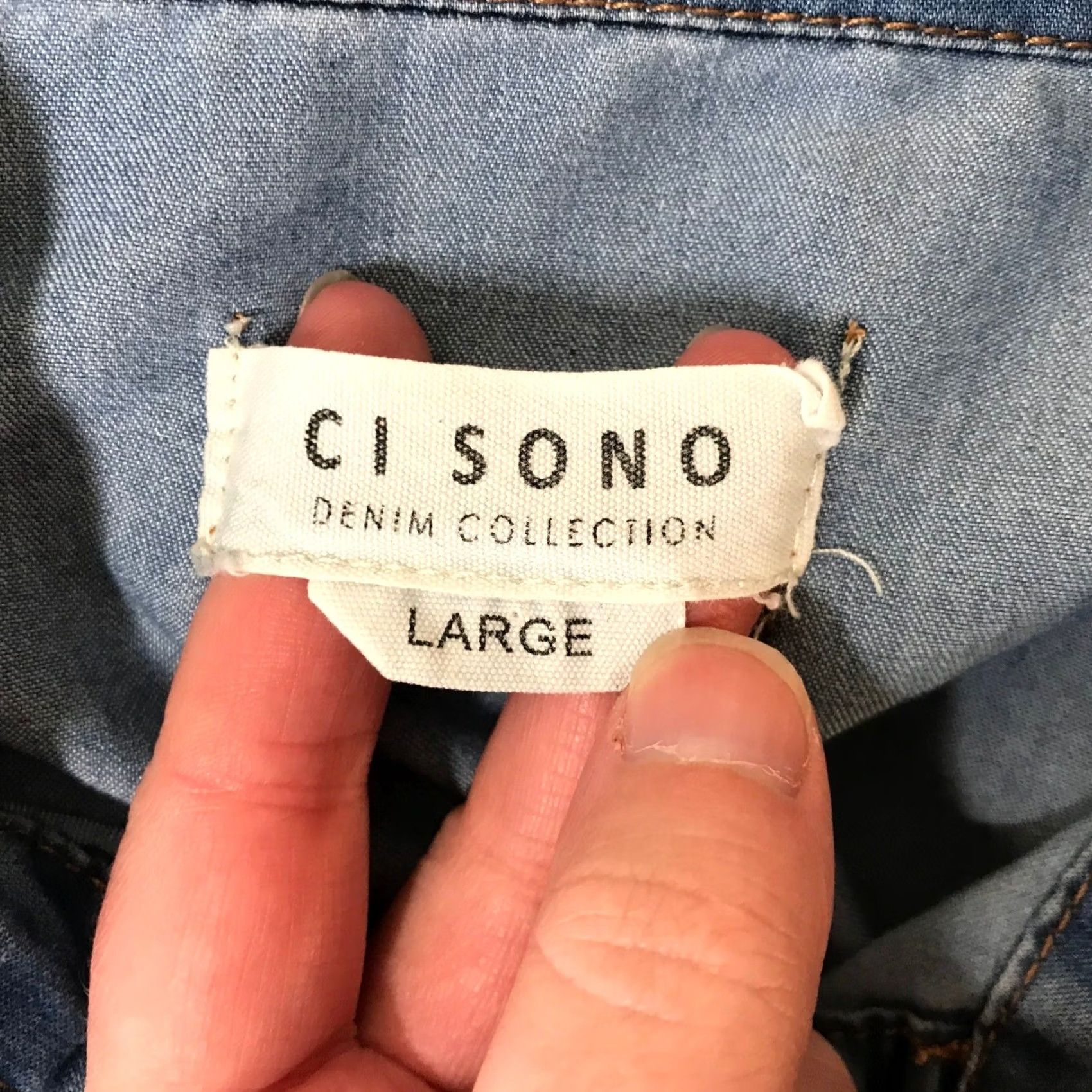 Vintage Cisono Denim Collection Womens Medium Wash Snap Front Western Shirt Large TP012 Size L / US 10 / IT 46 - 7 Thumbnail