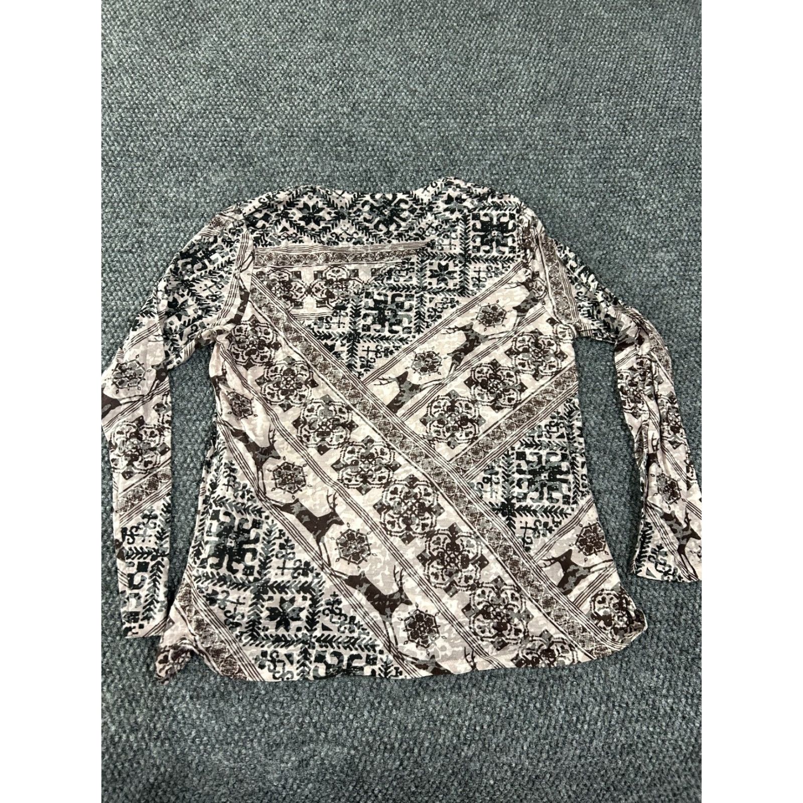 Coldwater Creek Coldwater Creek Blouse Womens Shirt Regular Small Gray Crew Neck Long Sleeve Cotton Rayon Stretch Classic Pattern Solid Vintage No N/A Size S / US 4 / IT 40 - 7 Thumbnail