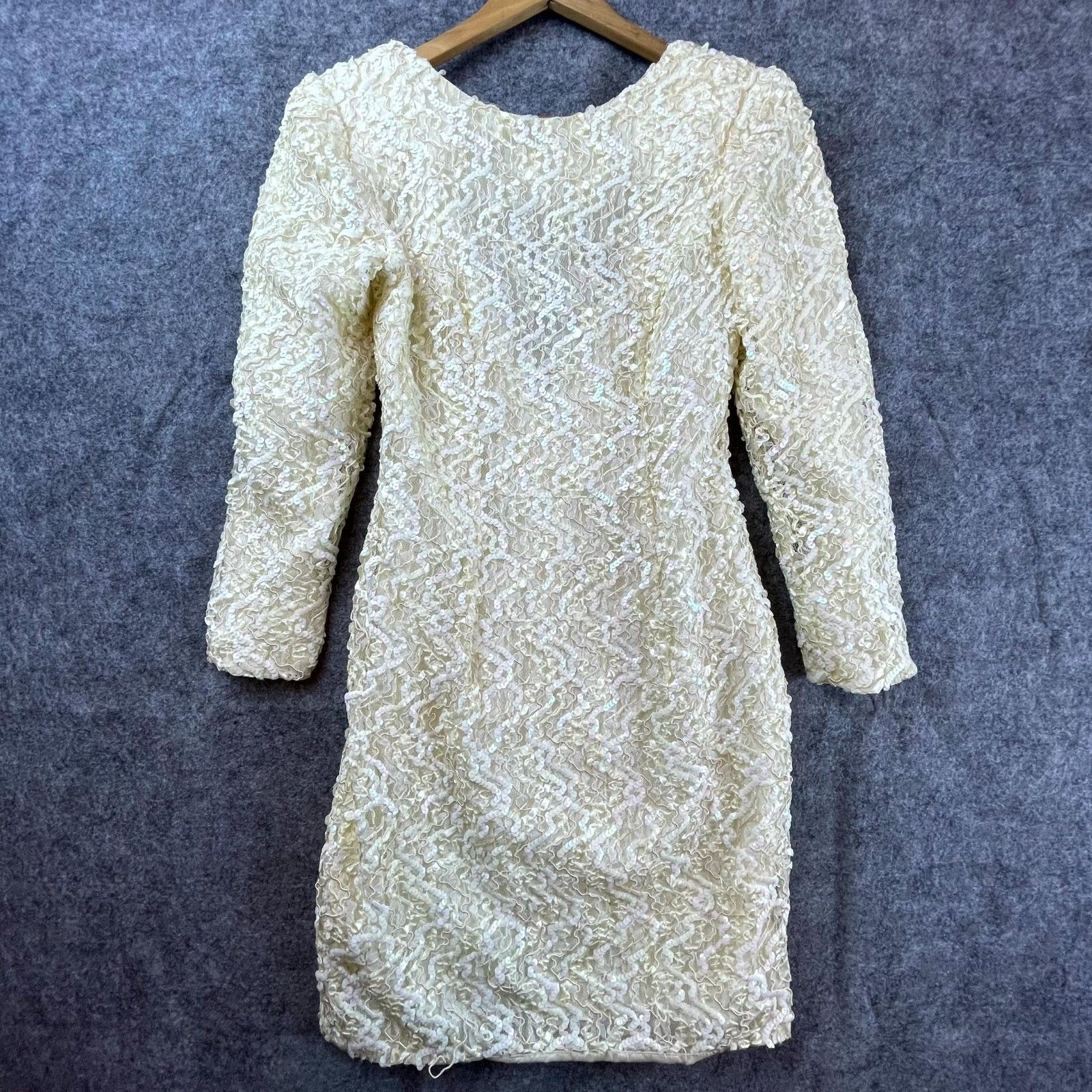 H&M VTG H&W Collections Dress 8 Ivory Sequin Lace Wedding Glam Size M / US 6-8 / IT 42-44 - 1 Thumbnail