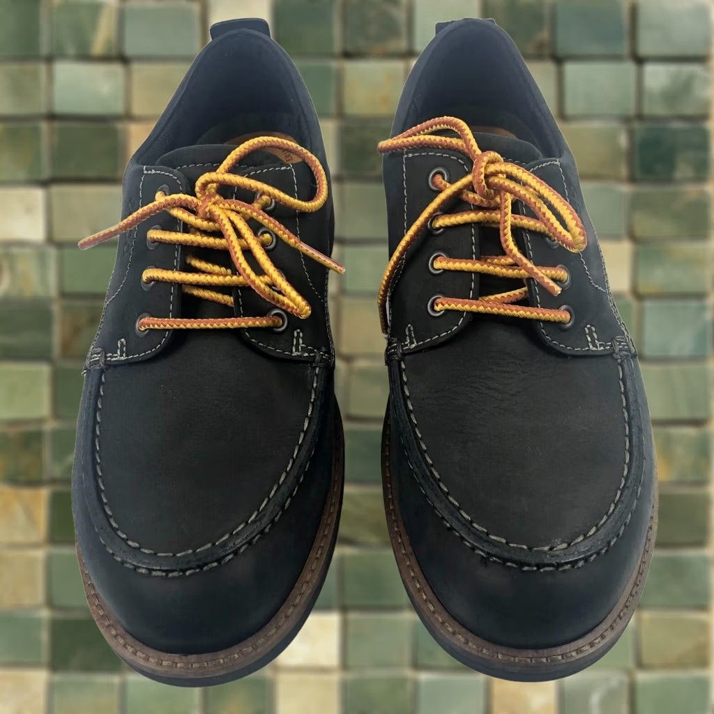 Ecco Ecco Hydromax Moc Toe Lace Up Mens Size 7/7.5 US Navy Blue 41 EUC EU Shoe Lace Up Leather Formal Boots B Solid Navy Mens Size US 7 / EU 40 - 1 Thumbnail