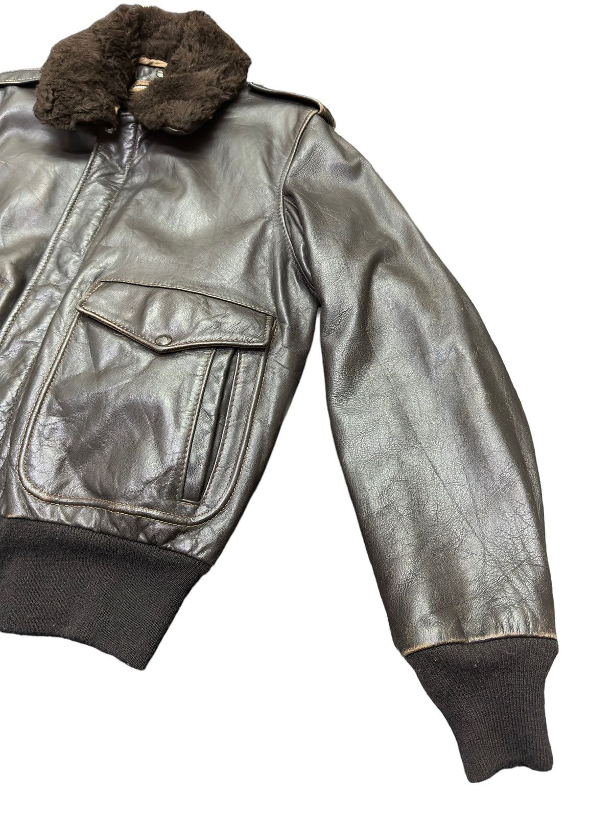 Veste Aviateur Schott Vintage Années 80 - Cuir Marron USA - Taille 46 - Homme