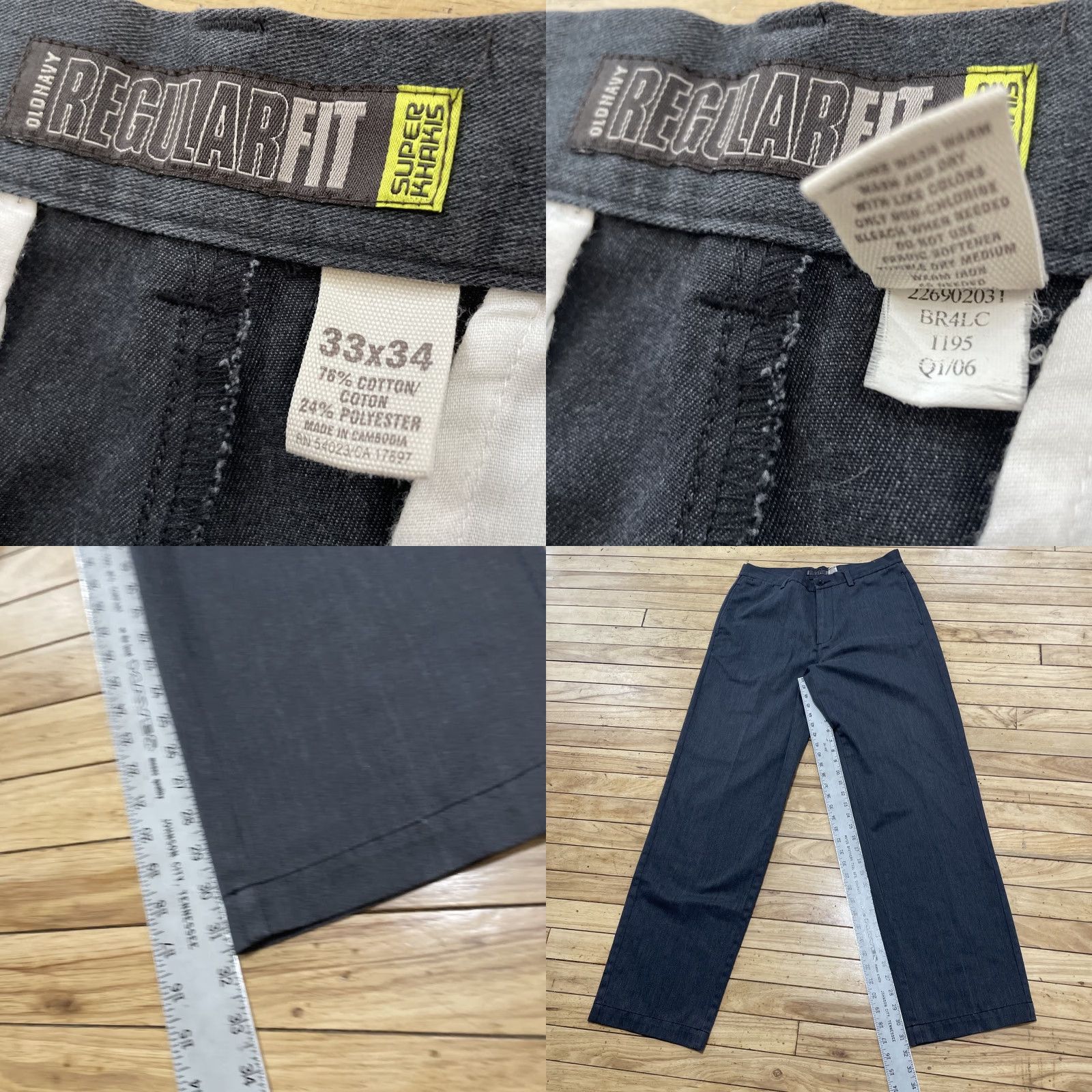 Old Navy VINTAGE NAVY Regular Fit Super Khakis Pants Men 33x34 Gray Slate Flat Front Chinos Work Casual 2006 Mens Size US 33 - 8 Thumbnail
