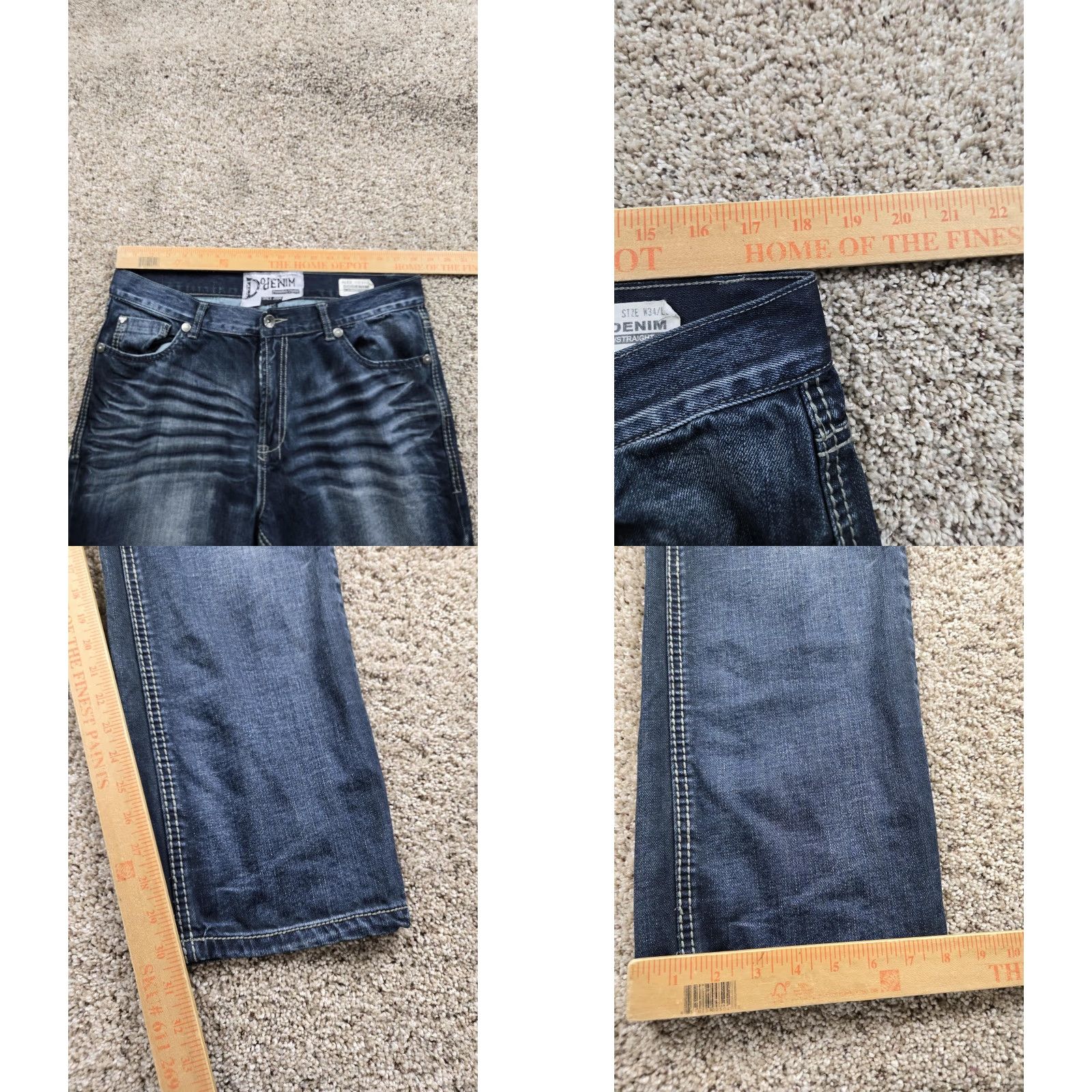 Denime DoDenim Alex Jeans Slim Straight Leg 34x32 Mens Denim Distressed 5-Pocket Design Jeans Size US 34 / EU 50 - 9 Thumbnail