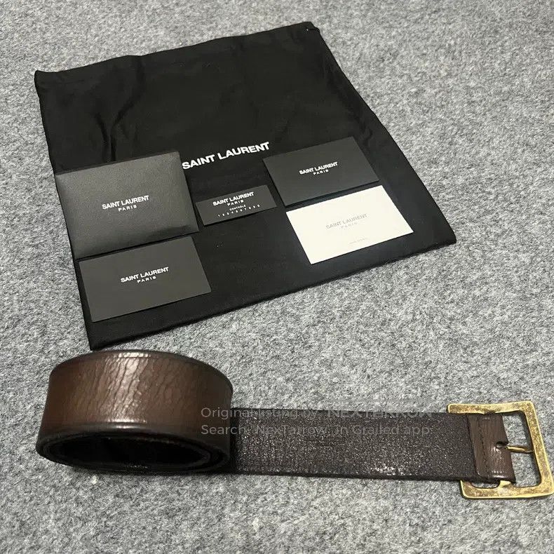 Saint Laurent Paris Saint Laurent Paris Square Buckle Cracked Leather Belt i Size ONE SIZE - 5 Thumbnail