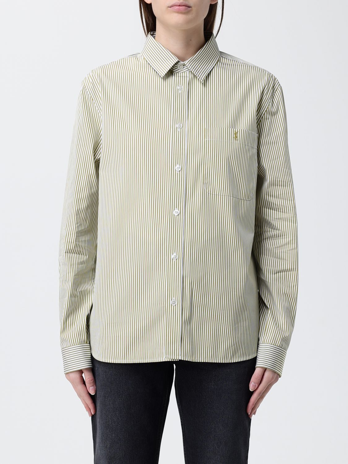 Saint Laurent Paris Saint Laurent Shirt Woman Kaki Size XS / US 0-2 / IT 36-38 - 1 Thumbnail