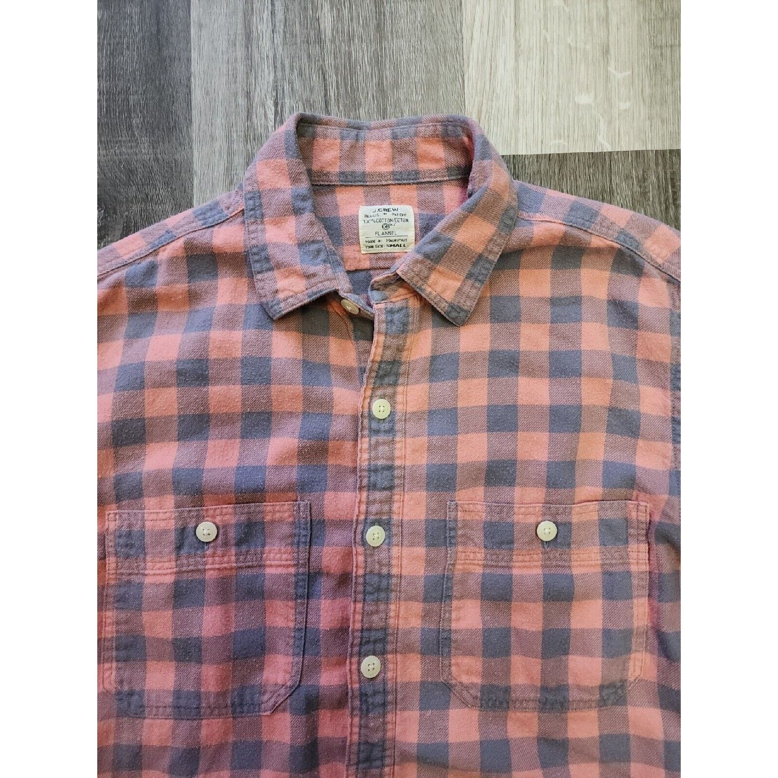 J.Crew J Crew Men's Sm Red Orange Blue Plaid Flannel Oxford Shirt Size US S / EU 44-46 / 1 - 2 Thumbnail