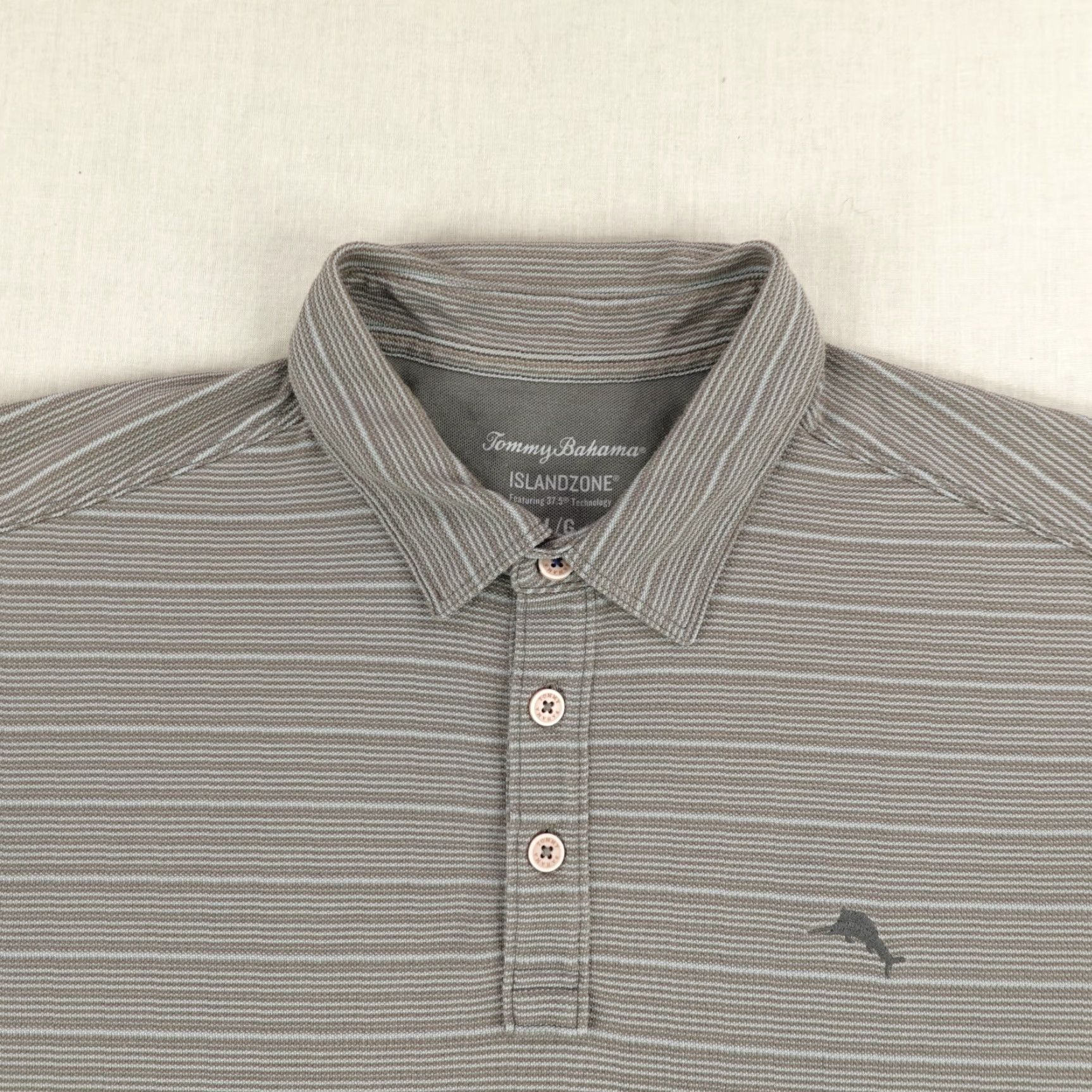 Tommy Bahama Tommy Bahama Polo Shirt Mens Large Gray Stripes Island Zone Pima Cotton Marlin Polo Shirt Mens Large Gray Stripes Island Zone Pima Cotton Marlin Size US L / EU 52-54 / 3 - 2 Thumbnail