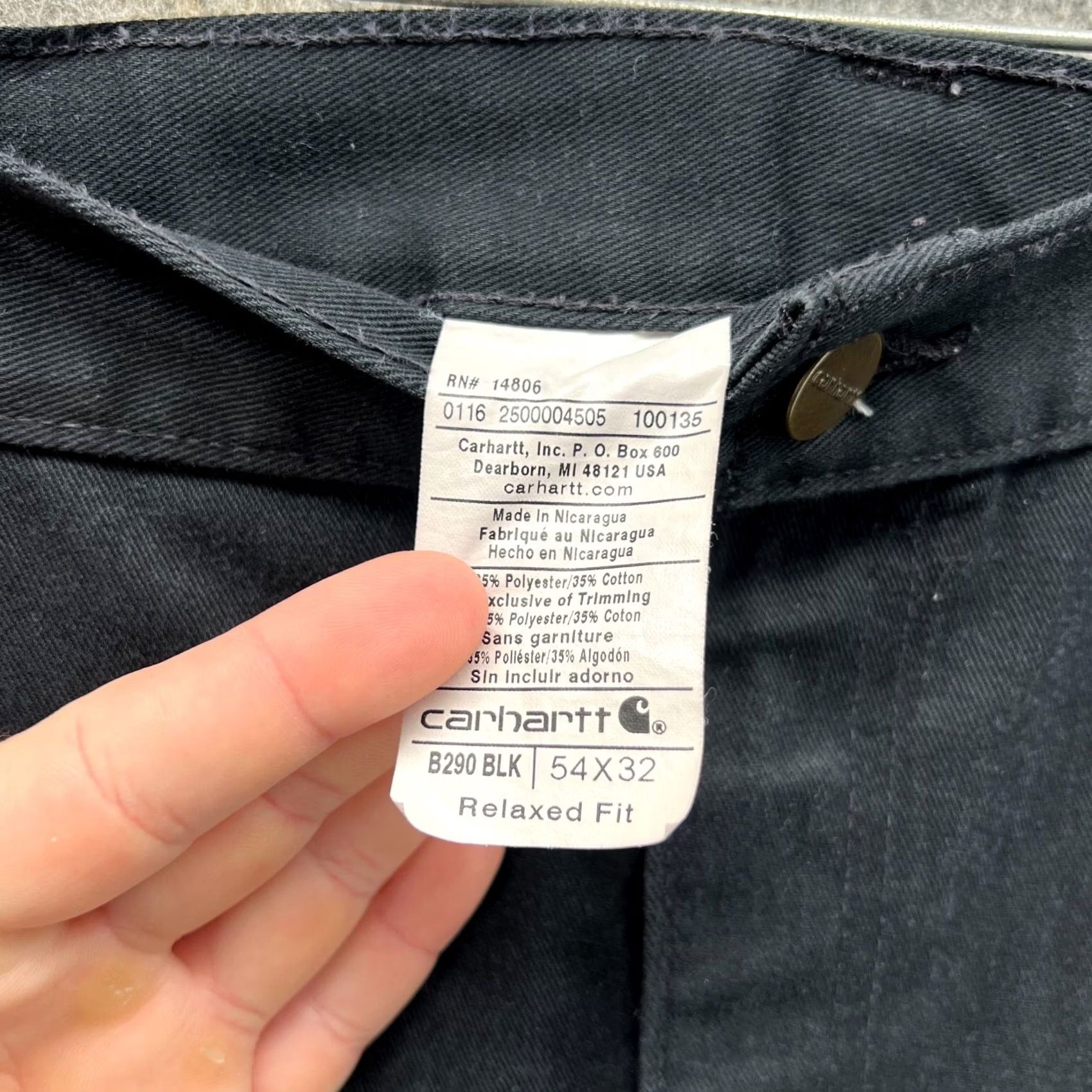 Carhartt Carhartt Pants Mens 54x32 Black Twill Relaxed Straight Pocket Button Front Flat Front Chino Workwear Vintage: No Size US 38 / EU 54 - 3 Thumbnail