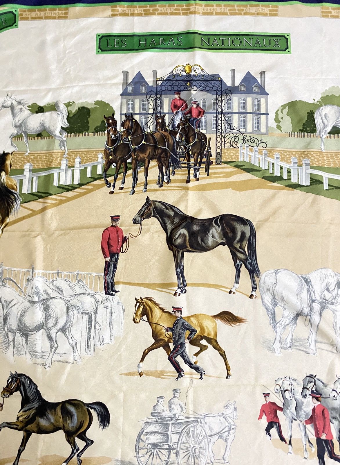 Hermes Vintage Brand Hermes Carre 90 Les Haras Nationax Silk Scarf Size ONE SIZE - 2 Thumbnail