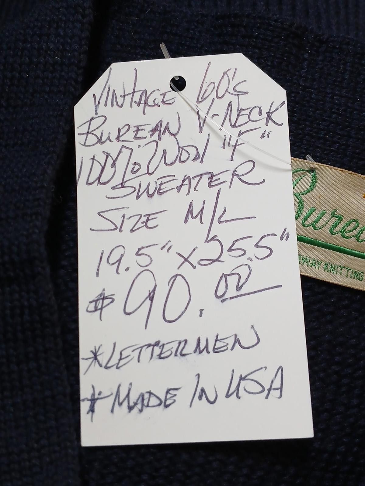 Other 60s Burean Medium Varsity V-Neck Letterman Football Sweater Size US M / EU 48-50 / 2 - 6 Thumbnail