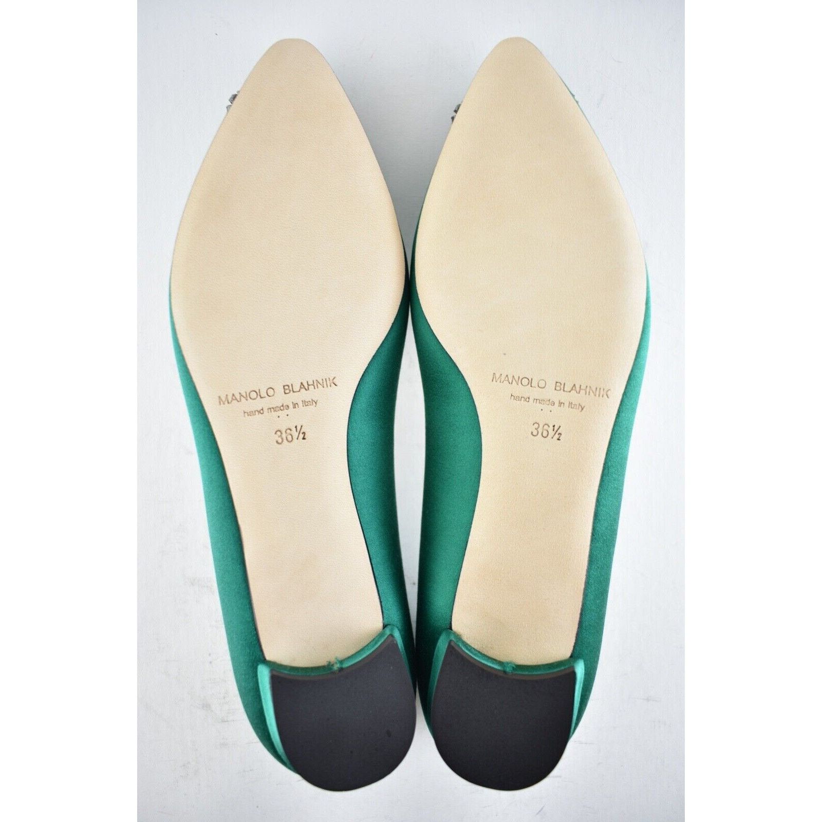 Manolo Blahnik Hangisi Emerald Satin Jewel Buck Ballerina Ballet Flat 36.5 Size US 6.5 / IT 36.5 - 12 Thumbnail