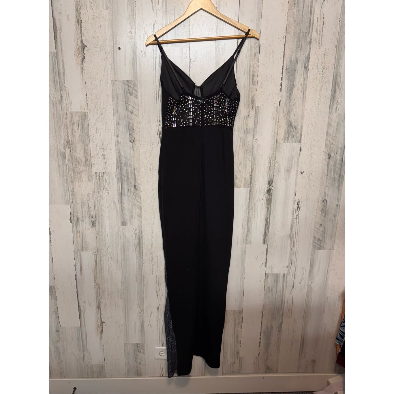 Other Black Rhinestone Mesh Evening Gown – Slit Maxi Dress, Size M Size M / US 6-8 / IT 42-44 - 6 Thumbnail