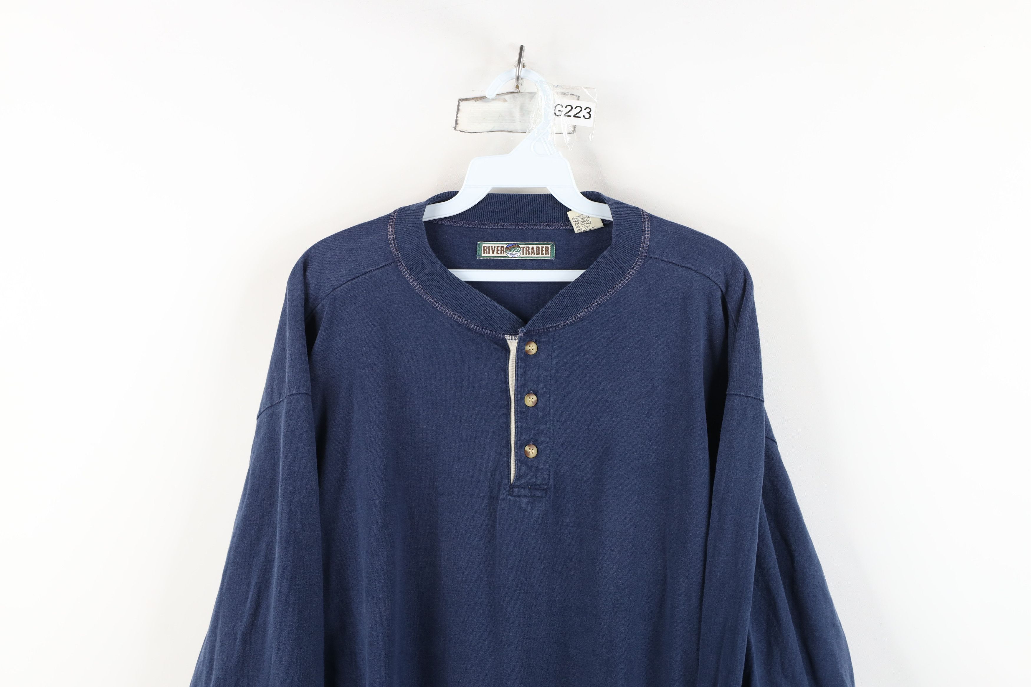 Vintage Vintage 90s Streetwear Cotton Long Sleeve Henley T-Shirt Size US XL / EU 56 / 4 - 2 Thumbnail