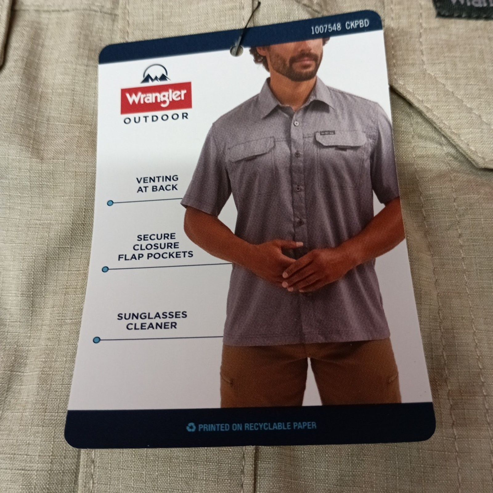 Wrangler Wrangler Men's XL Beige Thru Hike Shirt Vented UPF 40+ Size US XL / EU 56 / 4 - 4 Thumbnail