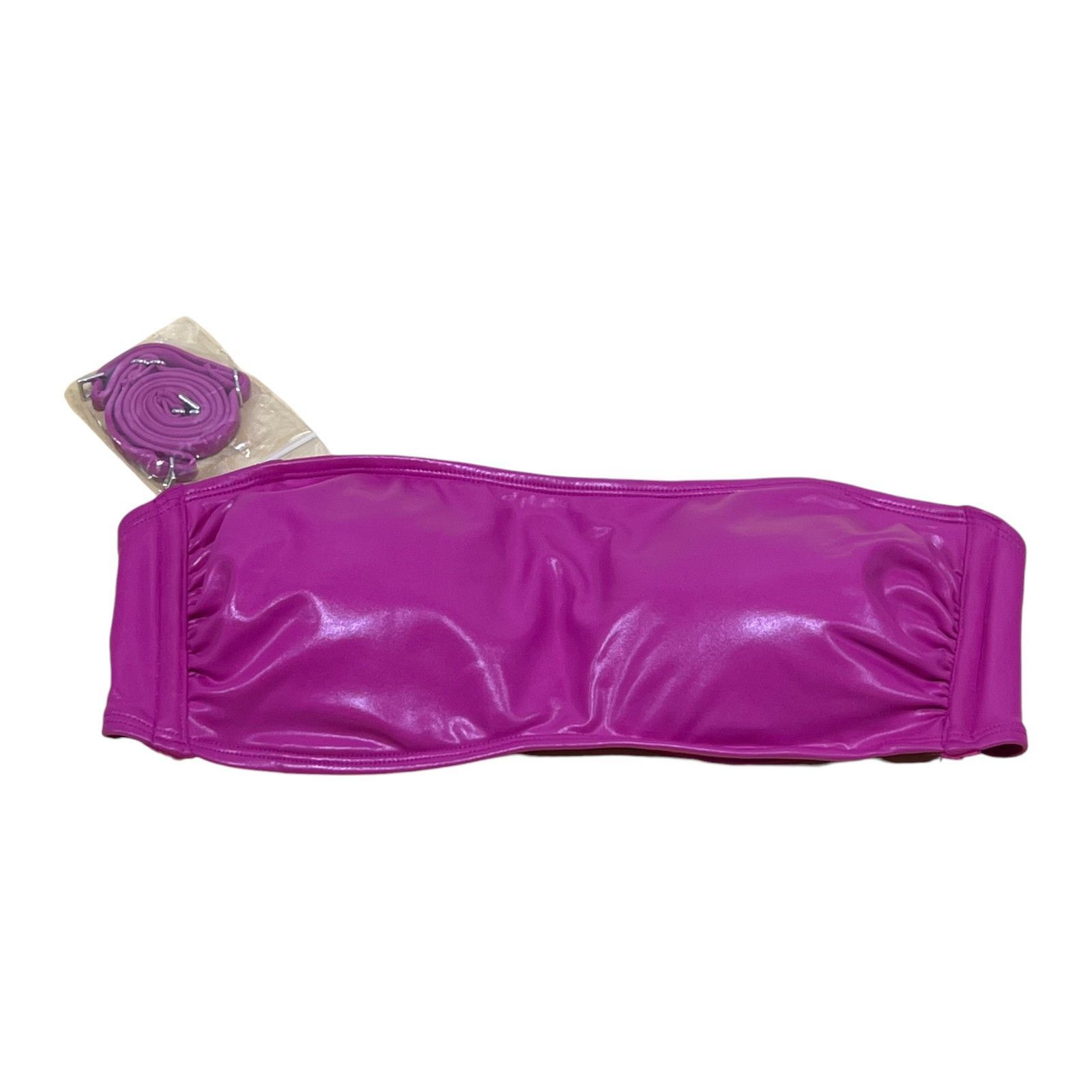 Other Wild Fable - Women's Faux Leather Bandeau Bikini Top - Pink Size ONE SIZE - 5 Thumbnail