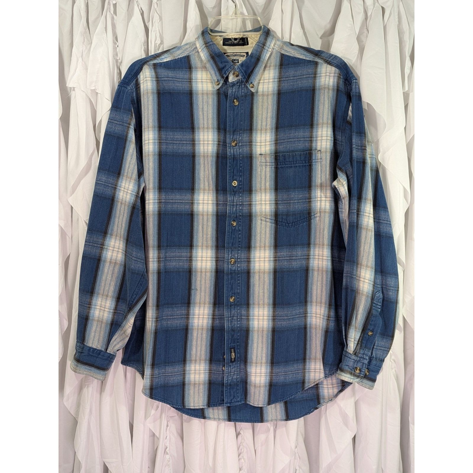 Lee Vintage Lee Blue Plaid Flannel Shirt L Triple Stitched Size US L / EU 52-54 / 3 - 1 Thumbnail
