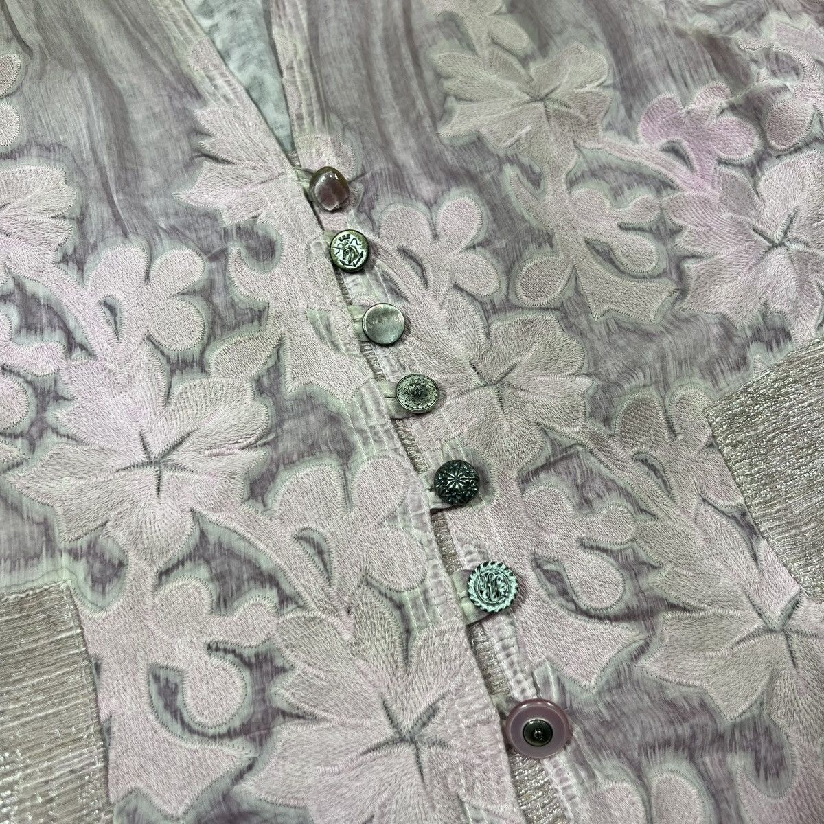 Elisa Cavaletti Vintage Y2K Elisa Cavaletti Silk Linen Luxury Floral Blazer Size M / US 6-8 / IT 42-44 - 13 Thumbnail