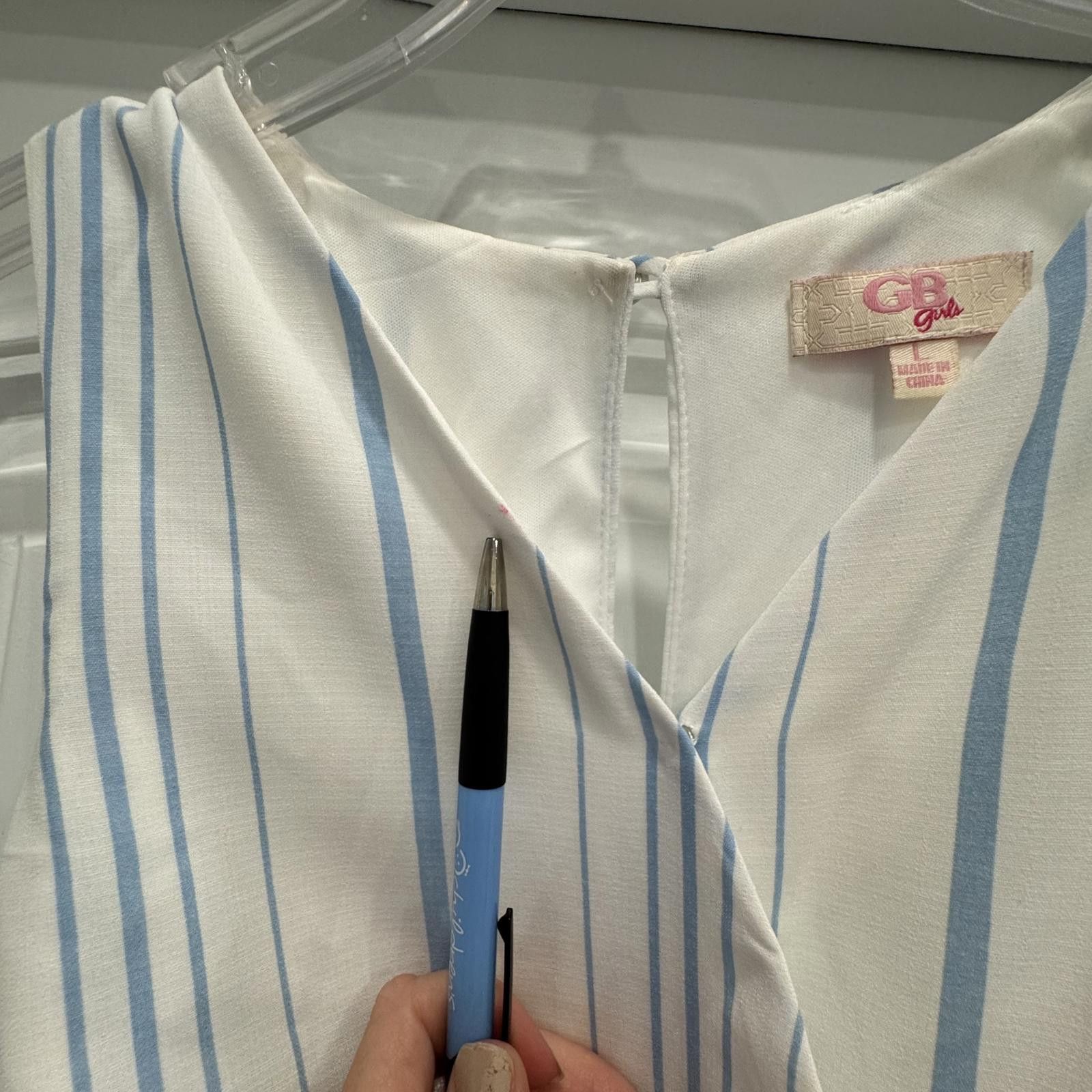 Other GB Girls White and Blue Striped Romper Size L / US 10 / IT 46 - 7 Thumbnail