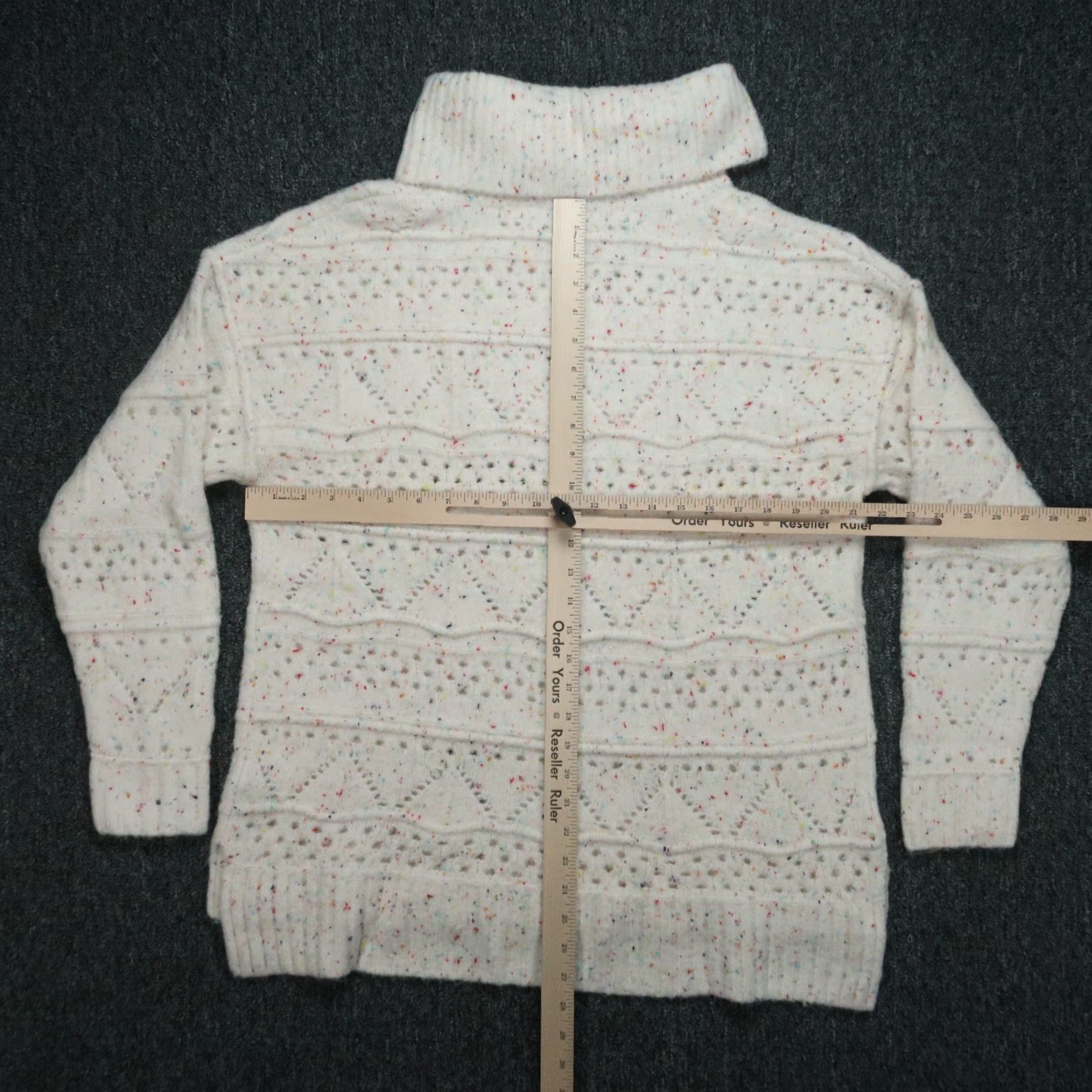 Vintage Sundance Sweater Womens Large Cream Confetti Lazer Cut Thick Turtle Neck NWT Size L / US 10 / IT 46 - 6 Thumbnail