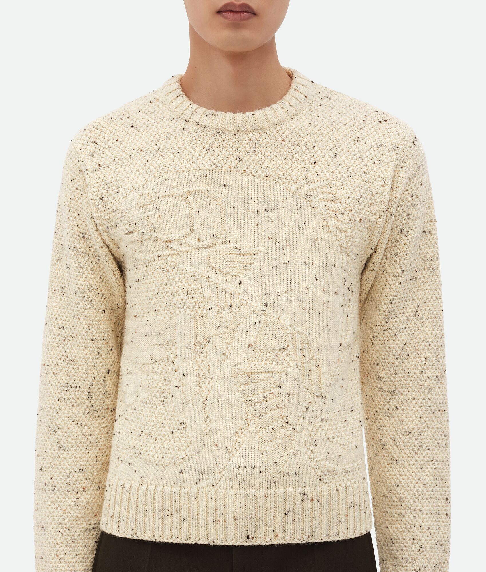 Bottega Veneta o1n1vont0125 Graphic Fish Wool Sweater in Beige Size US M / EU 48-50 / 2 - 5 Thumbnail