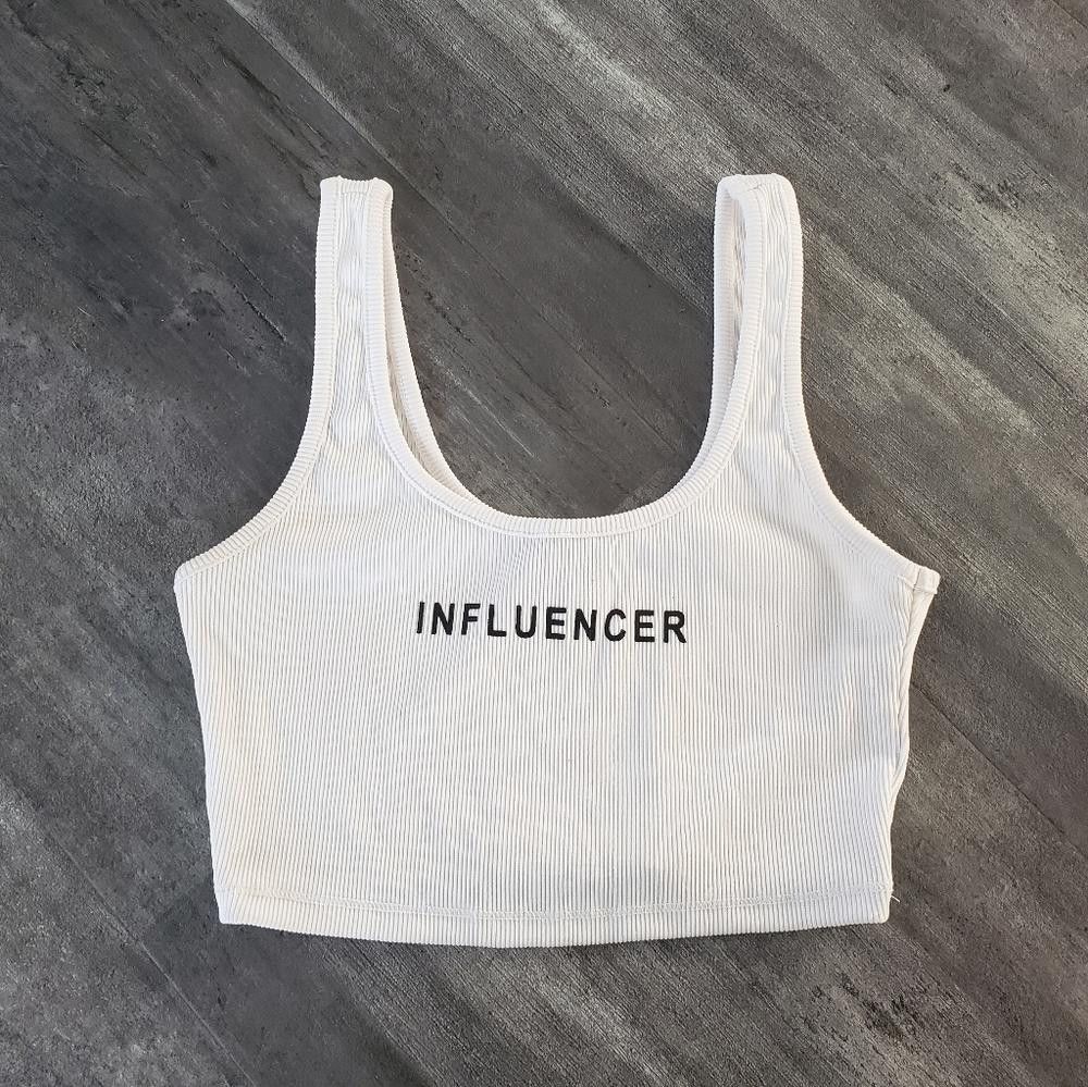 Forever 21 White Influencer F21 Cropped Tank Size S / US 4 / IT 40 - 1 Thumbnail