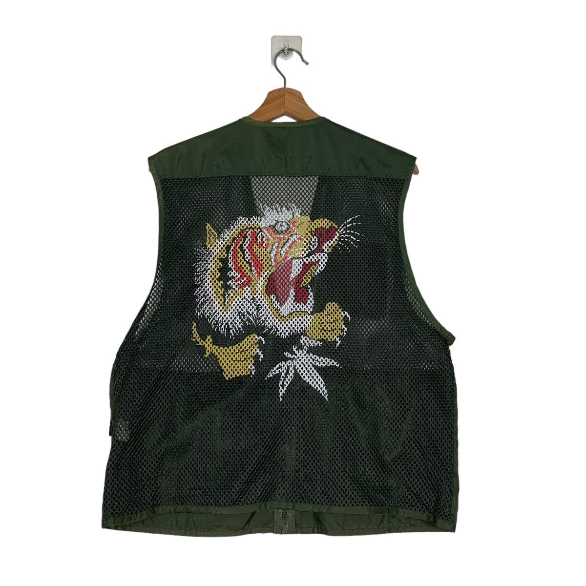 Vintage WORLD ISLAND Tiger Graphic on Back Utility Vest #0556-C26 Size US L / EU 52-54 / 3 - 1 Thumbnail
