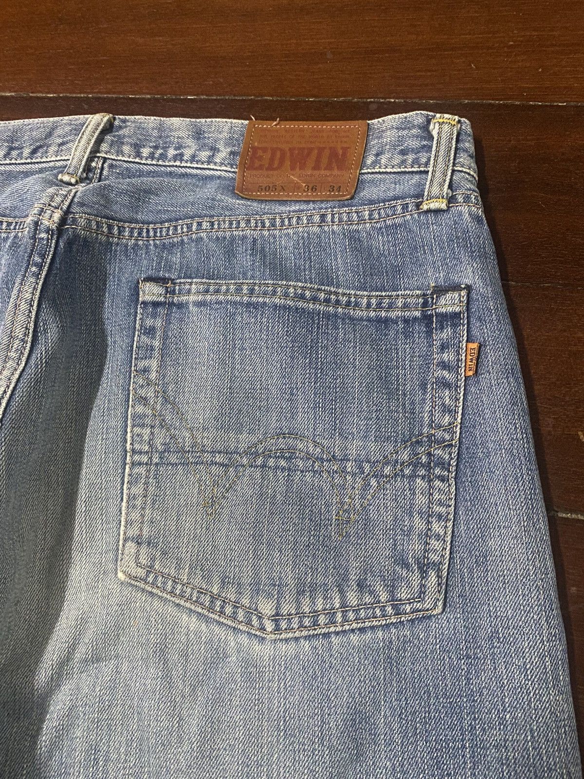 Edwin Vintage 90s Edwin 505 X mud wash distressed selvedge jeans Size US 37 - 15 Thumbnail