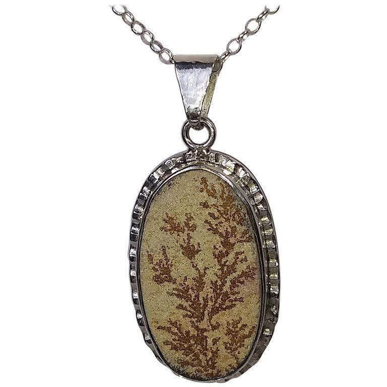 Handmade Mexican Handmade Sterling Bezel Set Dendrite Fossil Necklace Size ONE SIZE - 1 Thumbnail