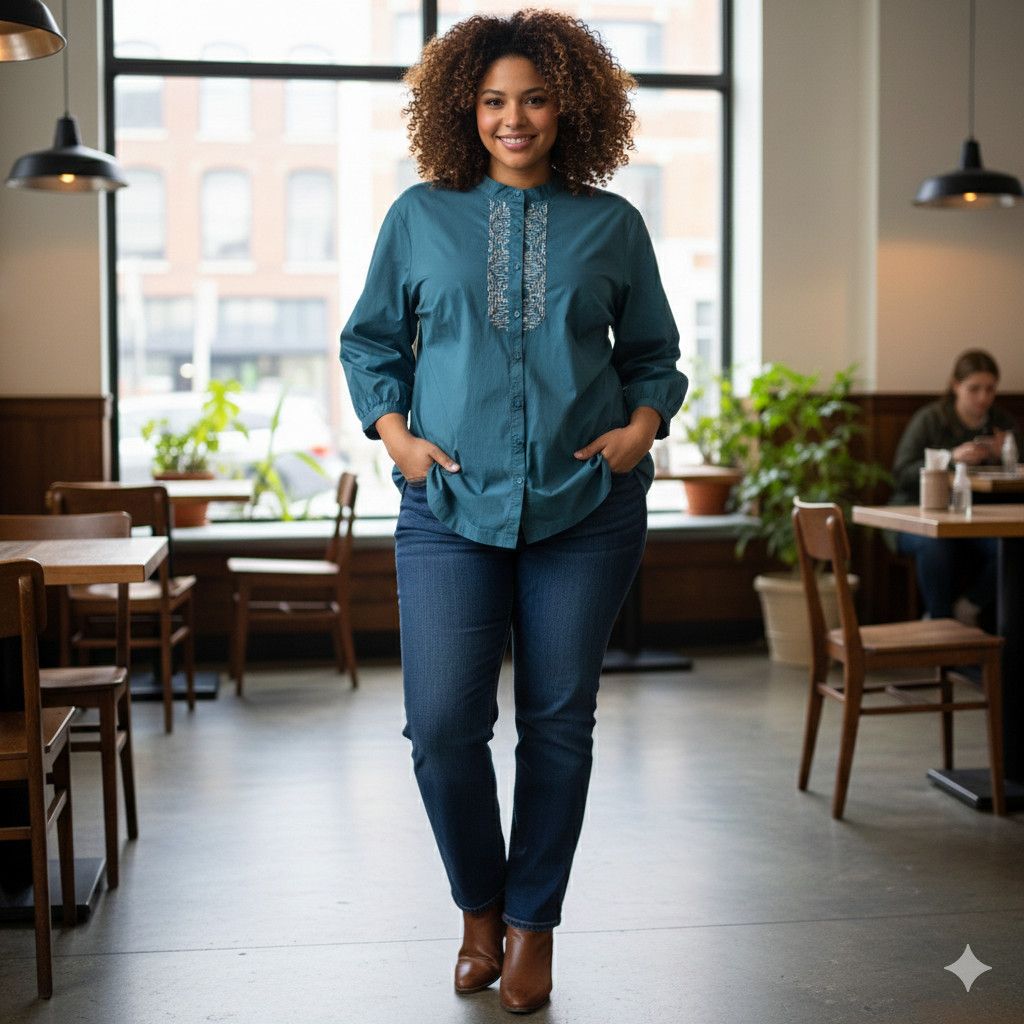 Other Dana Buchman Sze 2X Shirt Button Down 100% Cotton Beaded Size XXL / US 16-18 / IT 52-54 - 4 Thumbnail