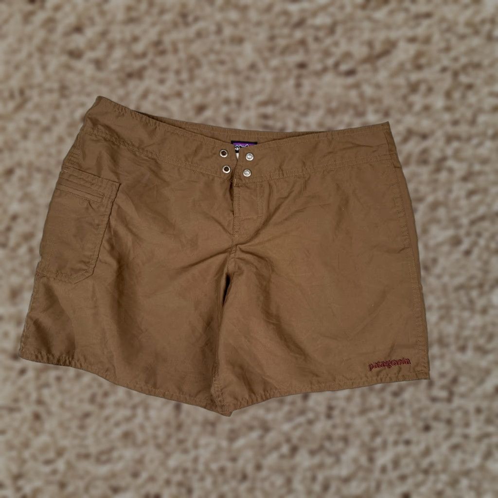 Patagonia Patagonia Women's Bottom Swim Trunks Brown 6" Cargo Boardshorts 32x6 Pockets Nylon 100% Striped Beach Surf Size ONE SIZE - 1 Thumbnail