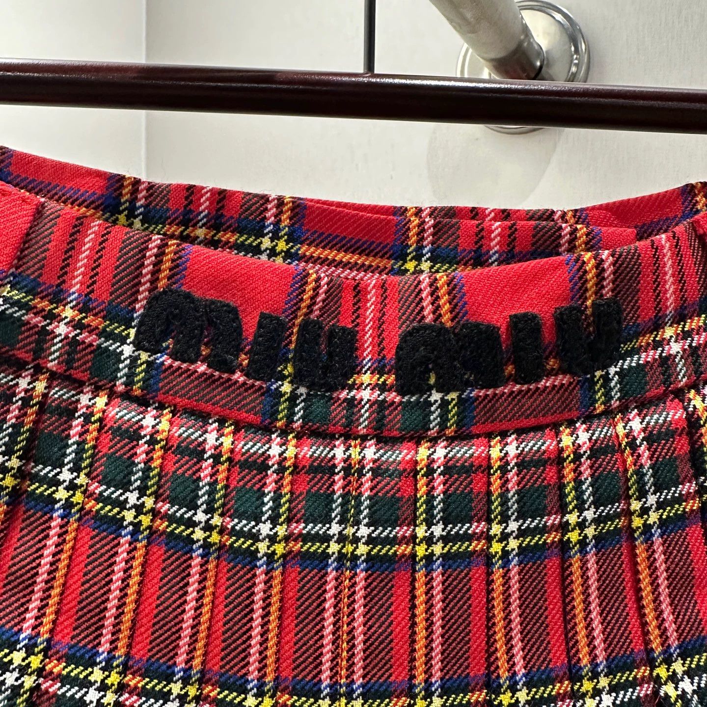 Miu Miu MIU MIU logo letter checked wool skirt 38 Size 26" / US 2 / IT 38 - 6 Thumbnail