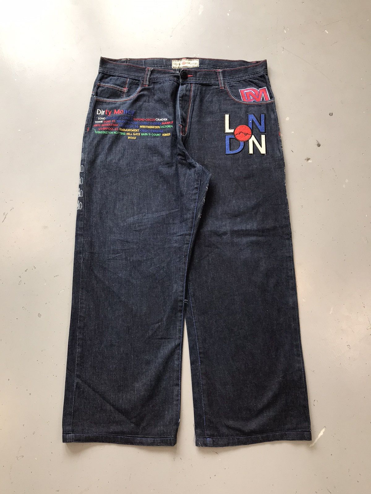 Vintage Vintage dirty money London embroidered SpellOut denim Size US 40 / EU 56 - 1 Thumbnail