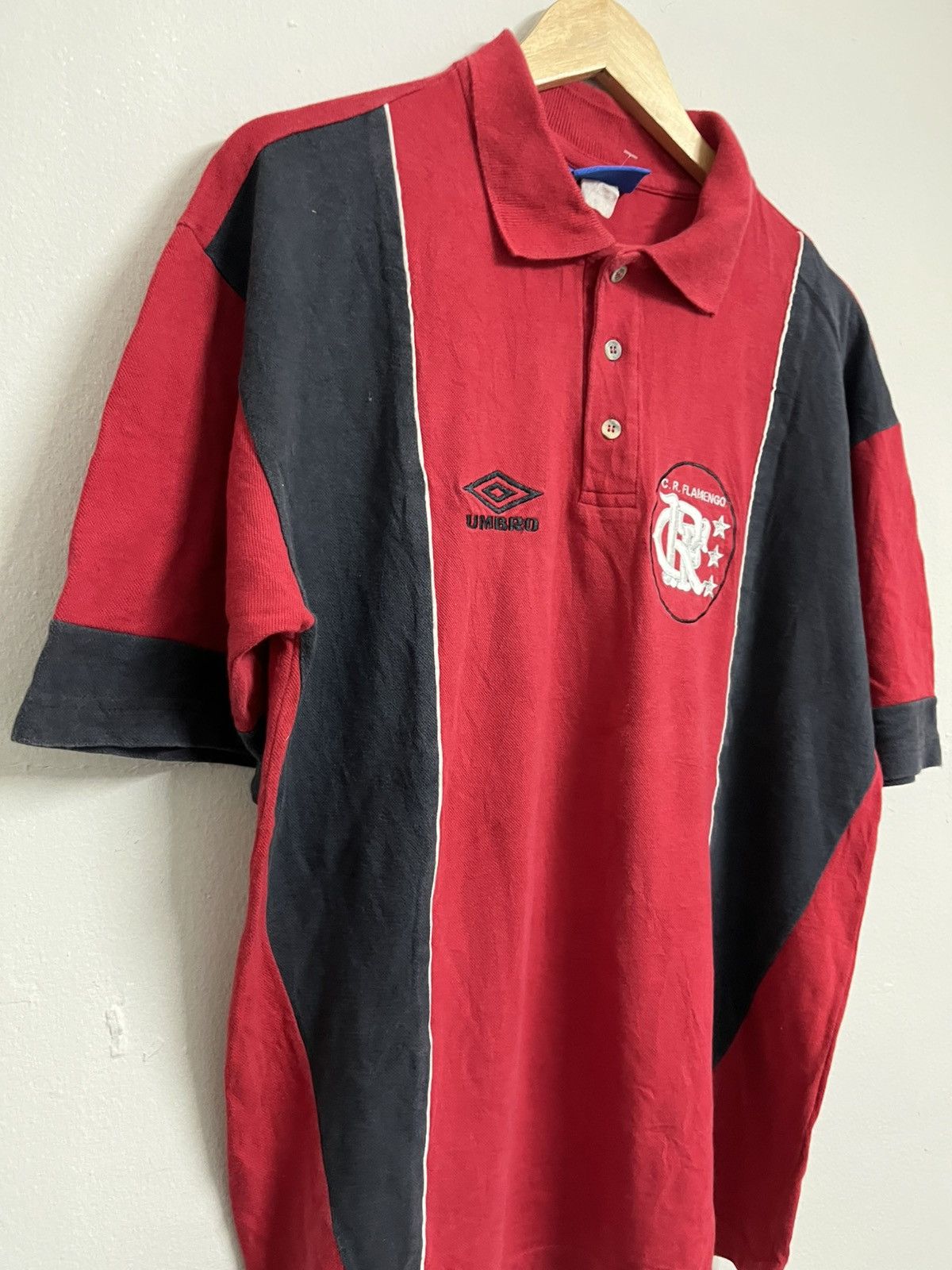 All Sport 💥Vintage 90s CR FLAMENGO Brazil Cotton Polo Size US L / EU 52-54 / 3 - 3 Thumbnail